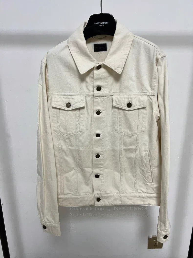 Saint Laurent Paris Saint Laurent Paris Beige Basic Denim Jacket Size US M / EU 48-50 / 2 - 1 Thumbnail