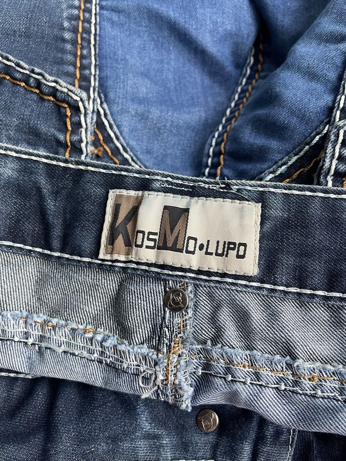Japanese Brand Kosmo Lupo Navy Vintage Denim Jeans Avant Garde Trousers Size US 36 / EU 52 - 13 Thumbnail