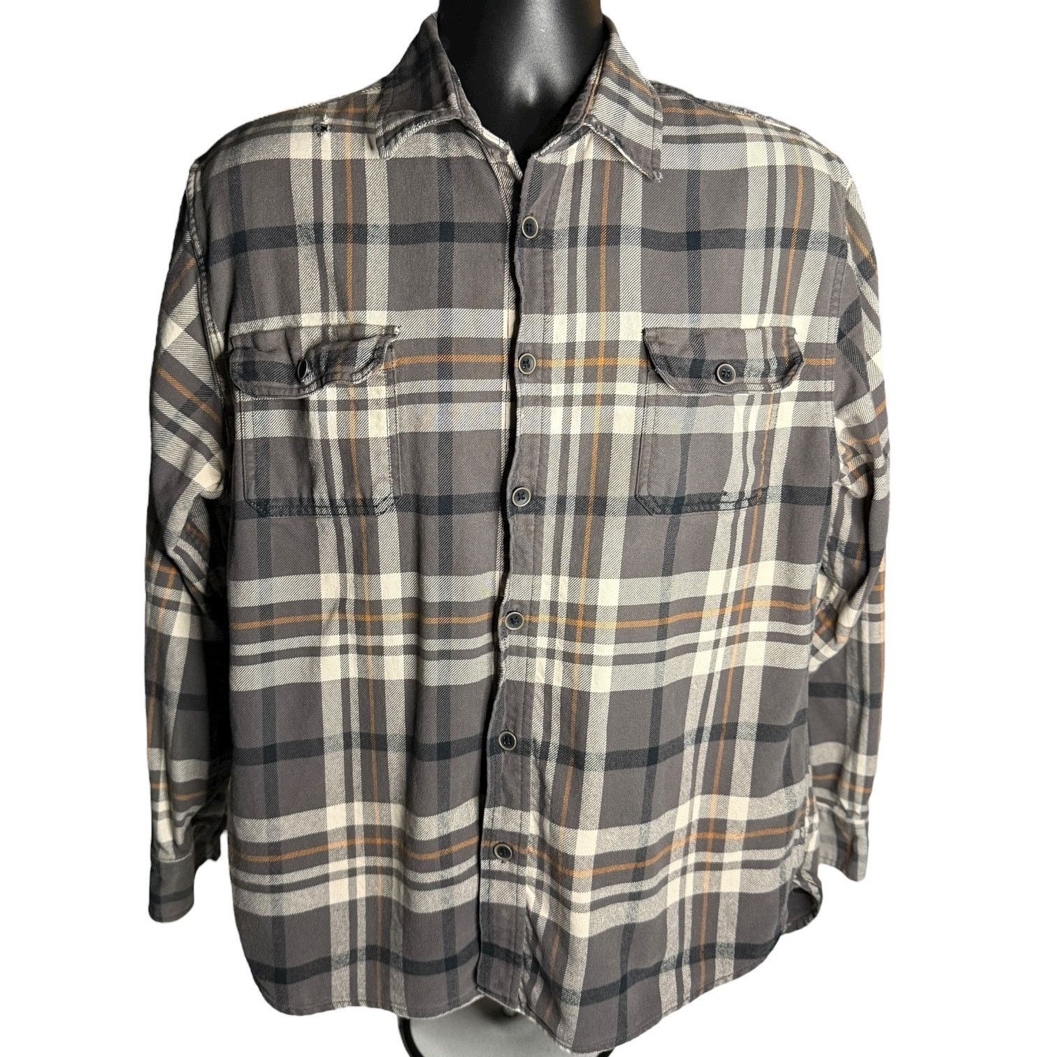 JACHS NY JACHS Men’s Button Front Plaid Flannel Gray Tan Shirt Large Size US L / EU 52-54 / 3 - 1 Thumbnail