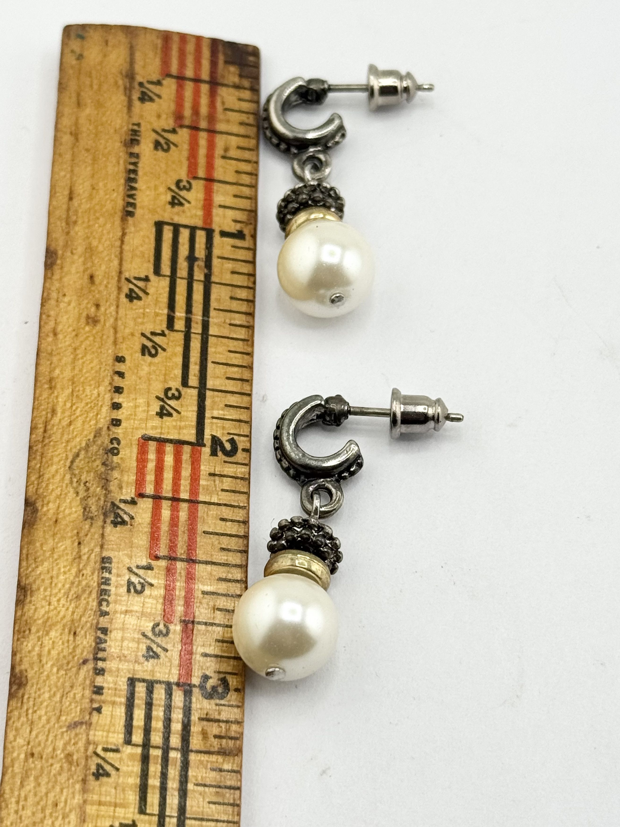 Vintage Vintage silver pearl drop earrings Size ONE SIZE - 4 Thumbnail