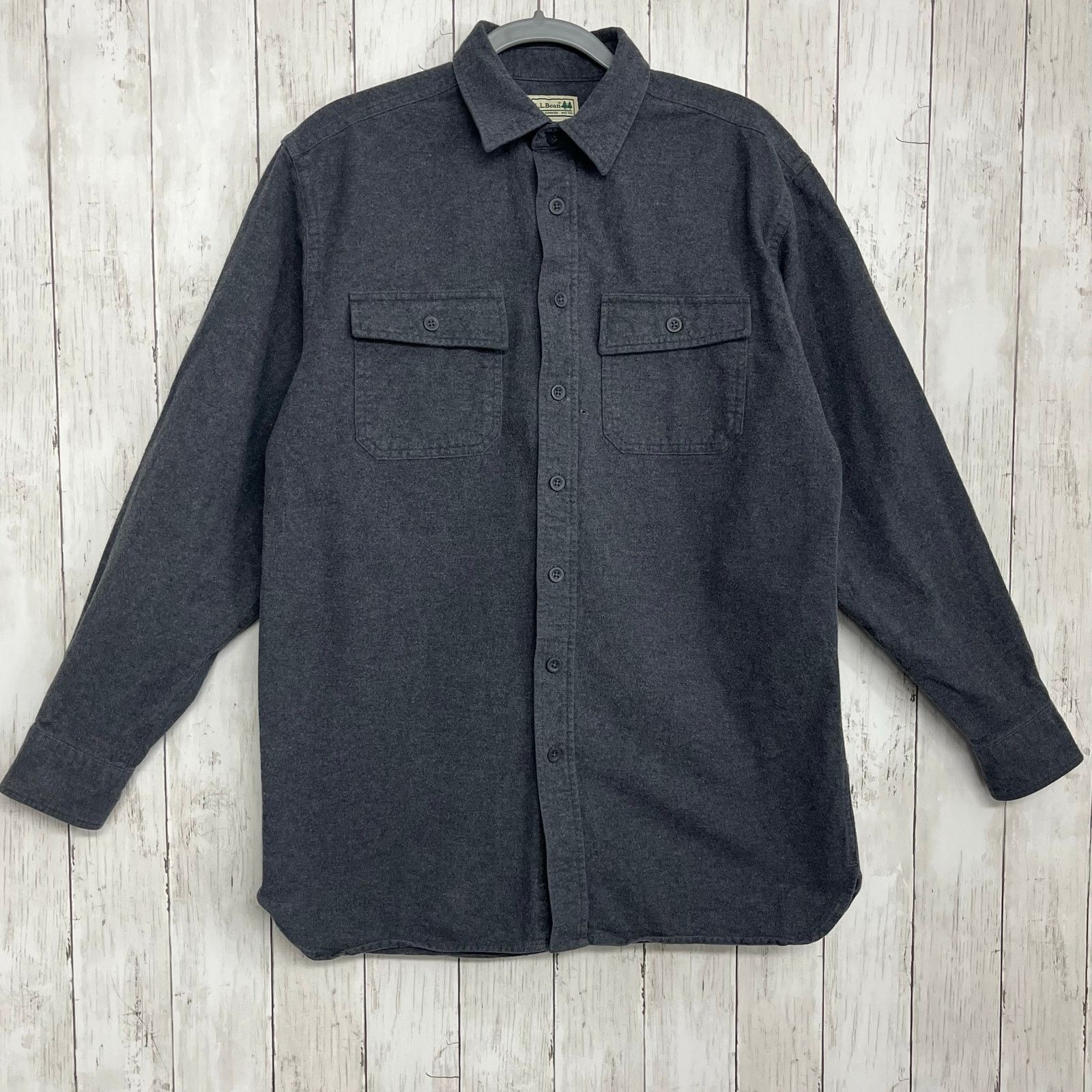 L.L. Bean L.L. Bean Dark Gray Cotton Button Up Shirt Tall Size US M / EU 48-50 / 2 - 1 Thumbnail