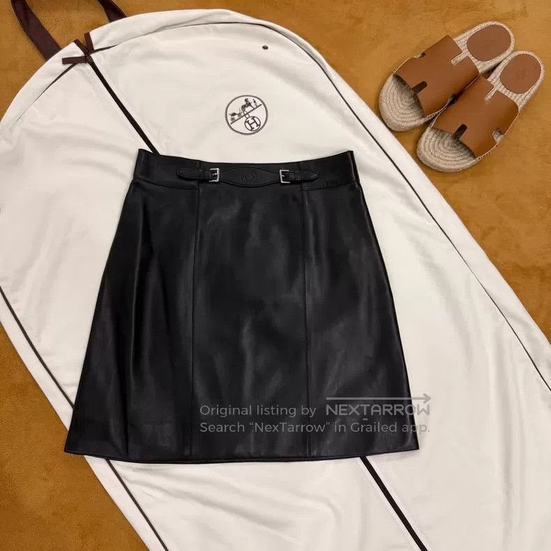 Hermes Hermes Classic Black Badge Leather Skirt Size 24" / US 00 / IT 34 - 1 Thumbnail