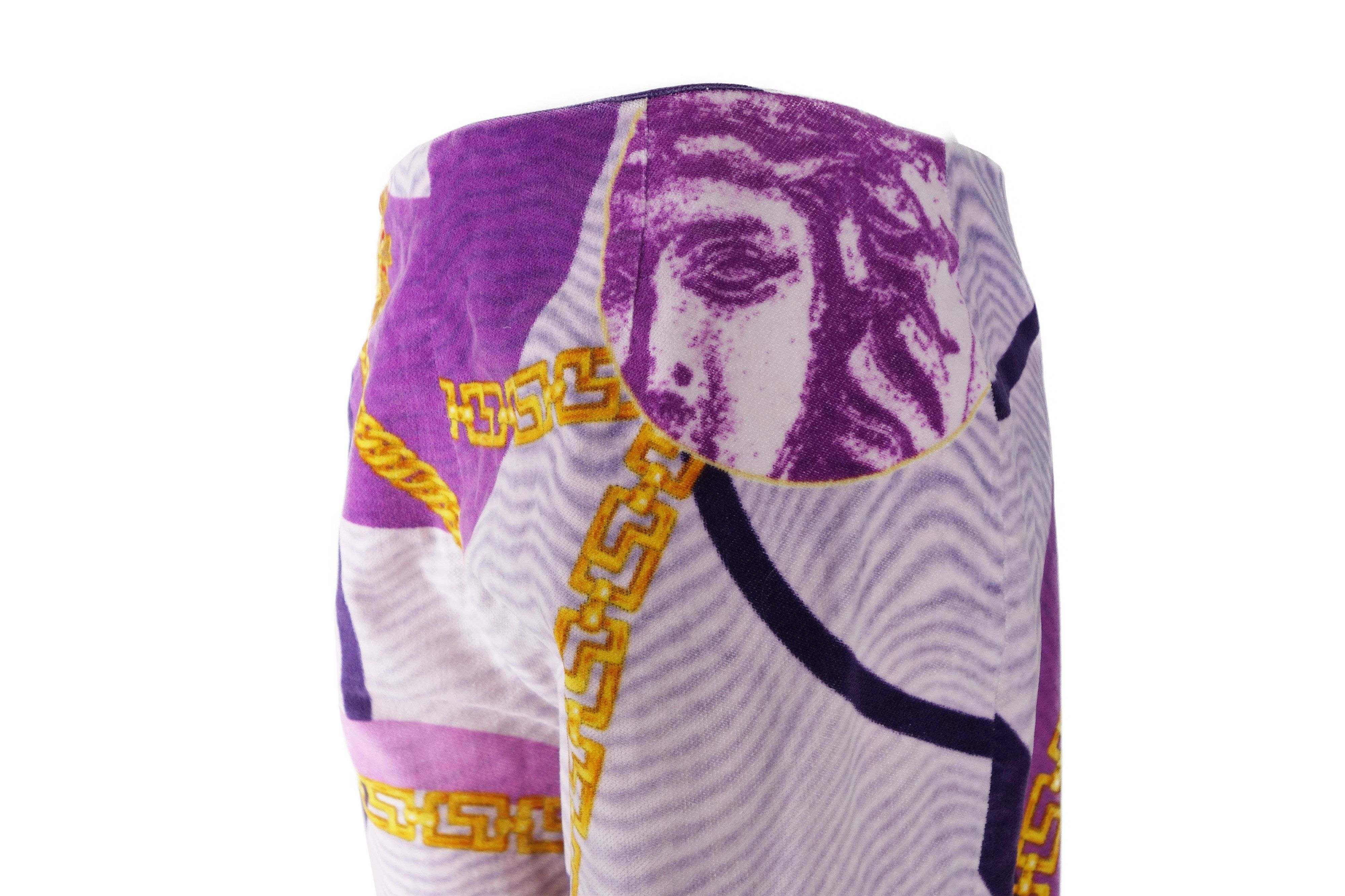 Versace Jeans Couture VERSACE Jeans Couture Womens Pants Chain Medusa Print Velvet Size 28" / US 6 / IT 42 - 5 Thumbnail