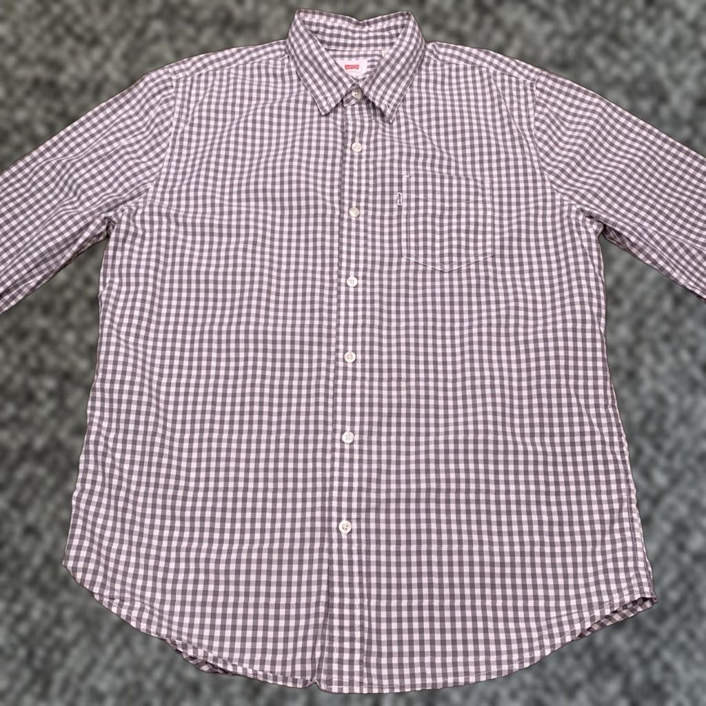 Levi's Levi's Shirt Adult Large Gray Front Pocket Check Button Up Mens Size US L / EU 52-54 / 3 - 1 Thumbnail