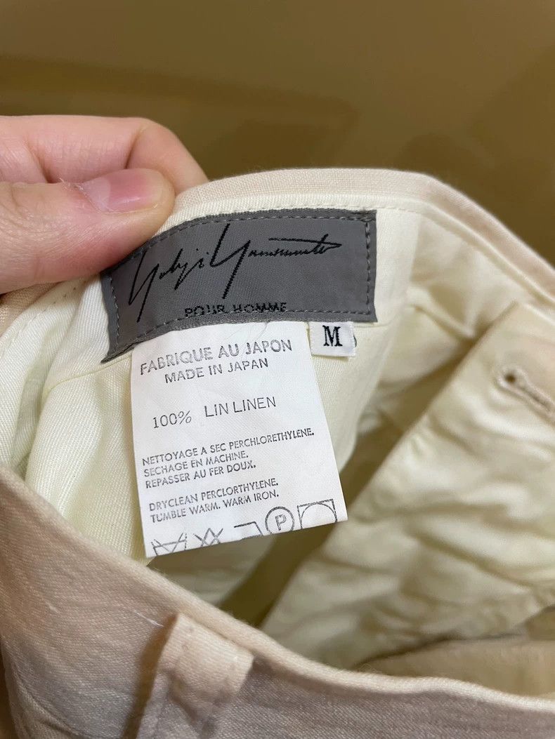 Yohji Yamamoto Yohji Yamamoto size m 93SS white linen monogrammed trousers Size US 28 / EU 44 - 4 Thumbnail
