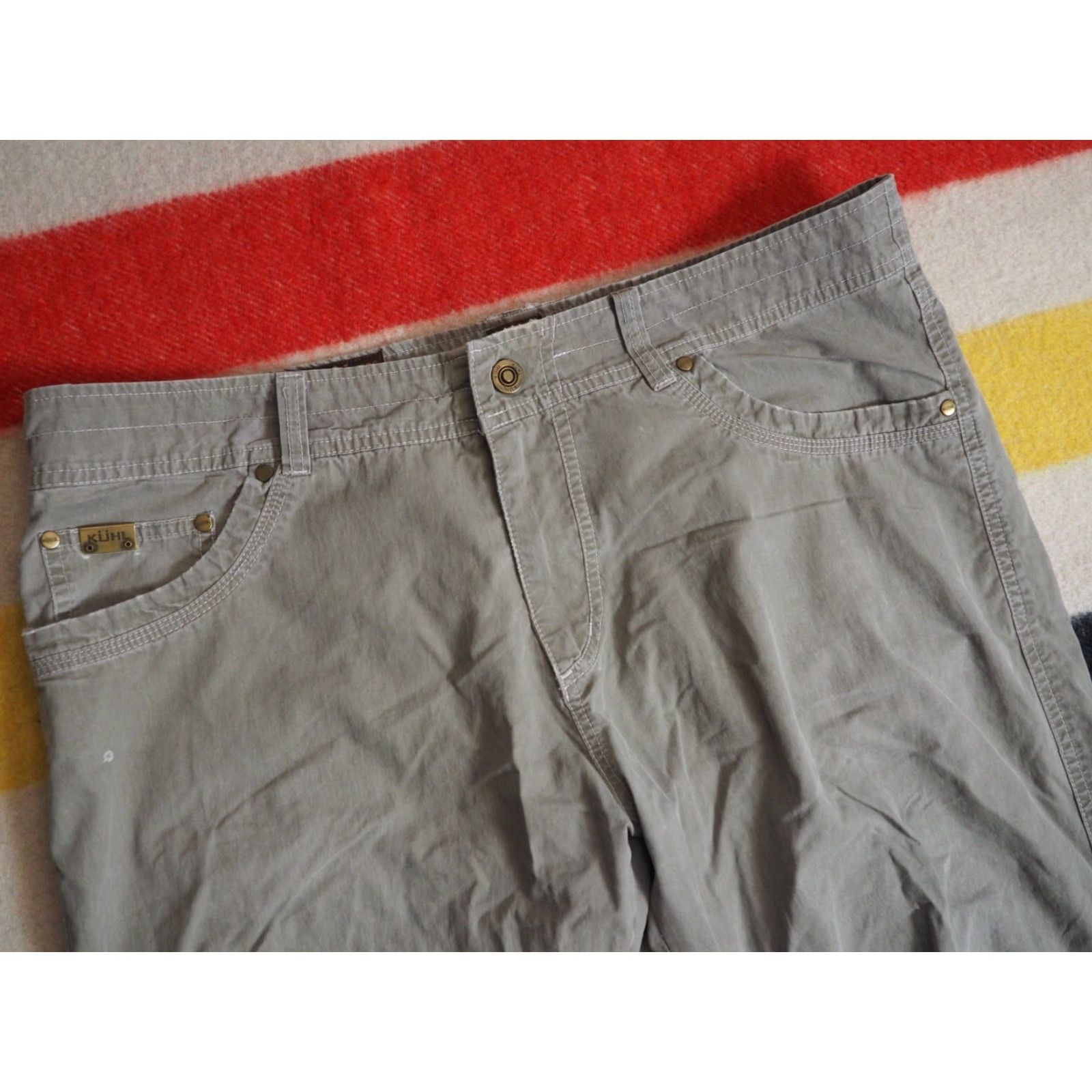 Logo 7 KUHL Revolvr Khaki Beige Outdoor Hiking Pants Mens 36x30 Logo Front Flat Front Canvas Straight Leg Pant Size US 36 / EU 52 - 4 Thumbnail