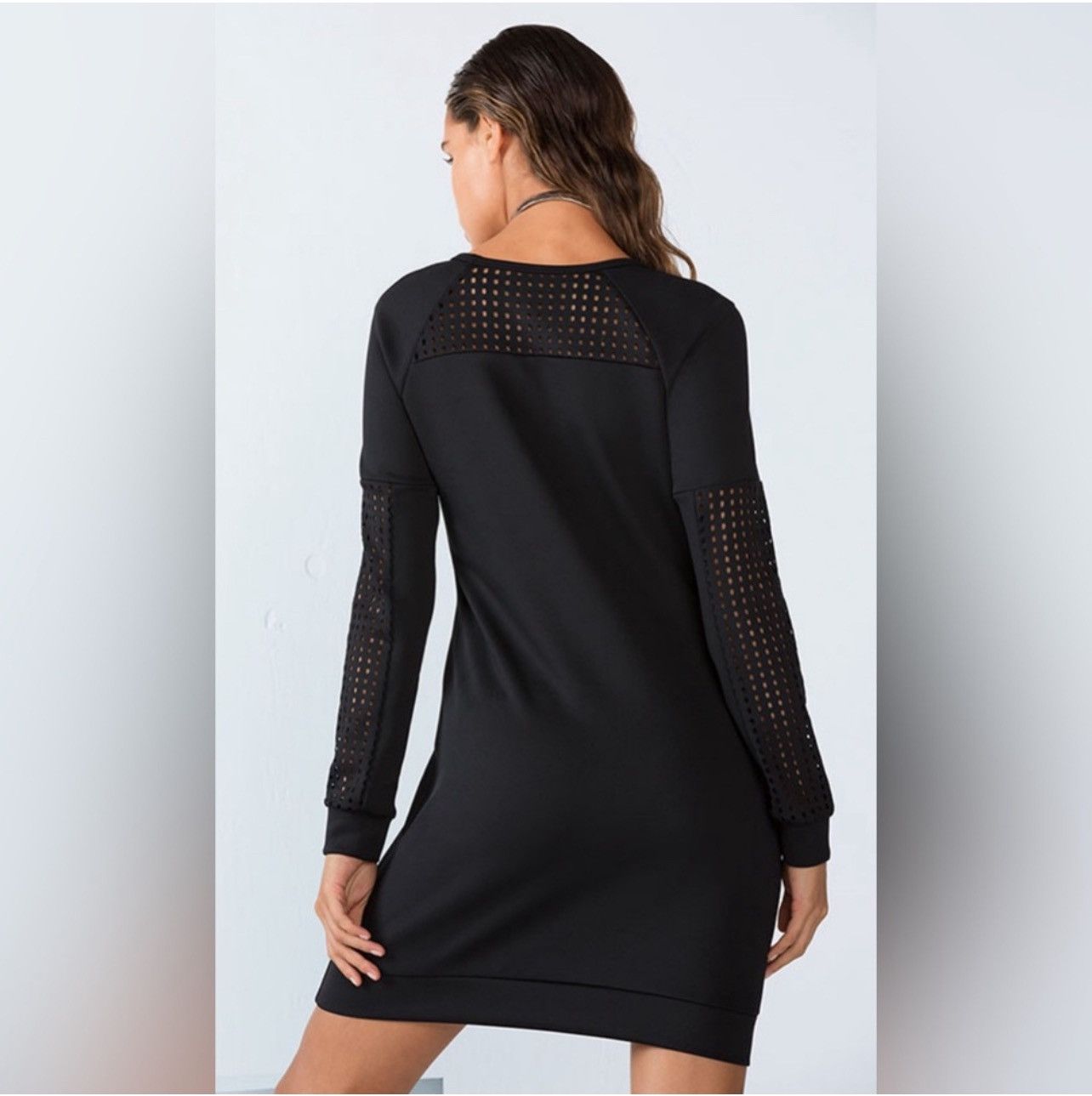Fabletics Fabletics Tilly Neoprene Black Sweatshirt Mini Dress‎ - L Size L / US 10 / IT 46 - 2 Thumbnail