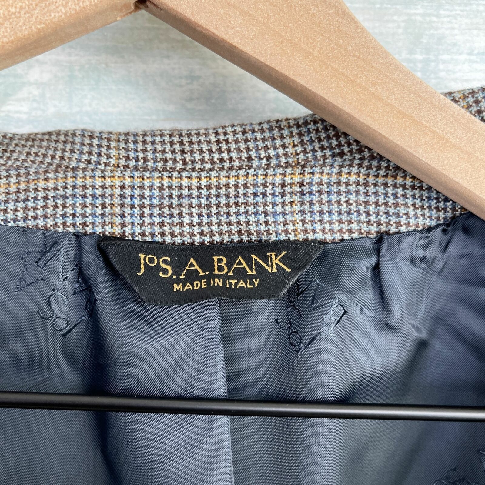 Jos. A. Bank Jos A Bank Signature Gold Sport Coat Blue Windowpane 41L Size 40L - 9 Thumbnail