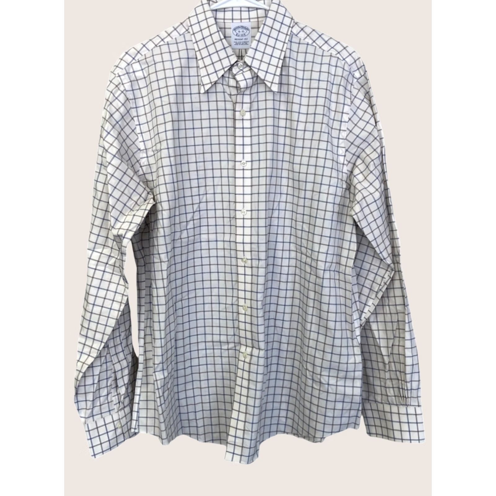 Brooks Brothers Brooks Brothers Dress Shirt White Check Regent Fit 16 Long Sleeve Button-Down Collar Non-Iron Supima Cotton Men Shirt Size 42R - 1 Thumbnail