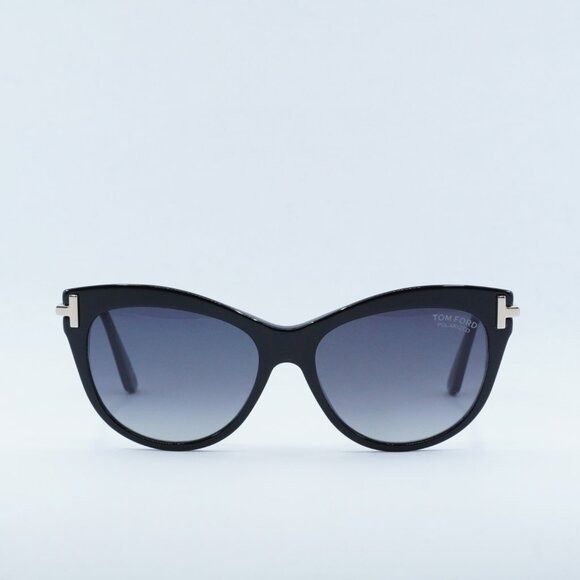 Tom Ford Tom Ford Kira FT0821 01D Sunglasses Black/Gold Cat Eye Frame Size ONE SIZE - 4 Thumbnail