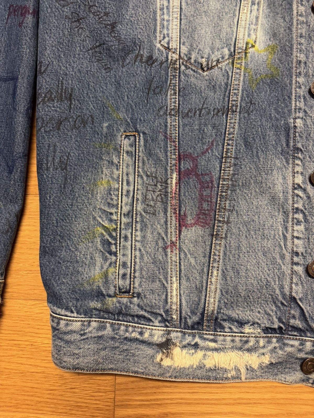 Balenciaga BALENCIAGA Scribble Oversized Denim Jacket Size US M / EU 48-50 / 2 - 17 Thumbnail