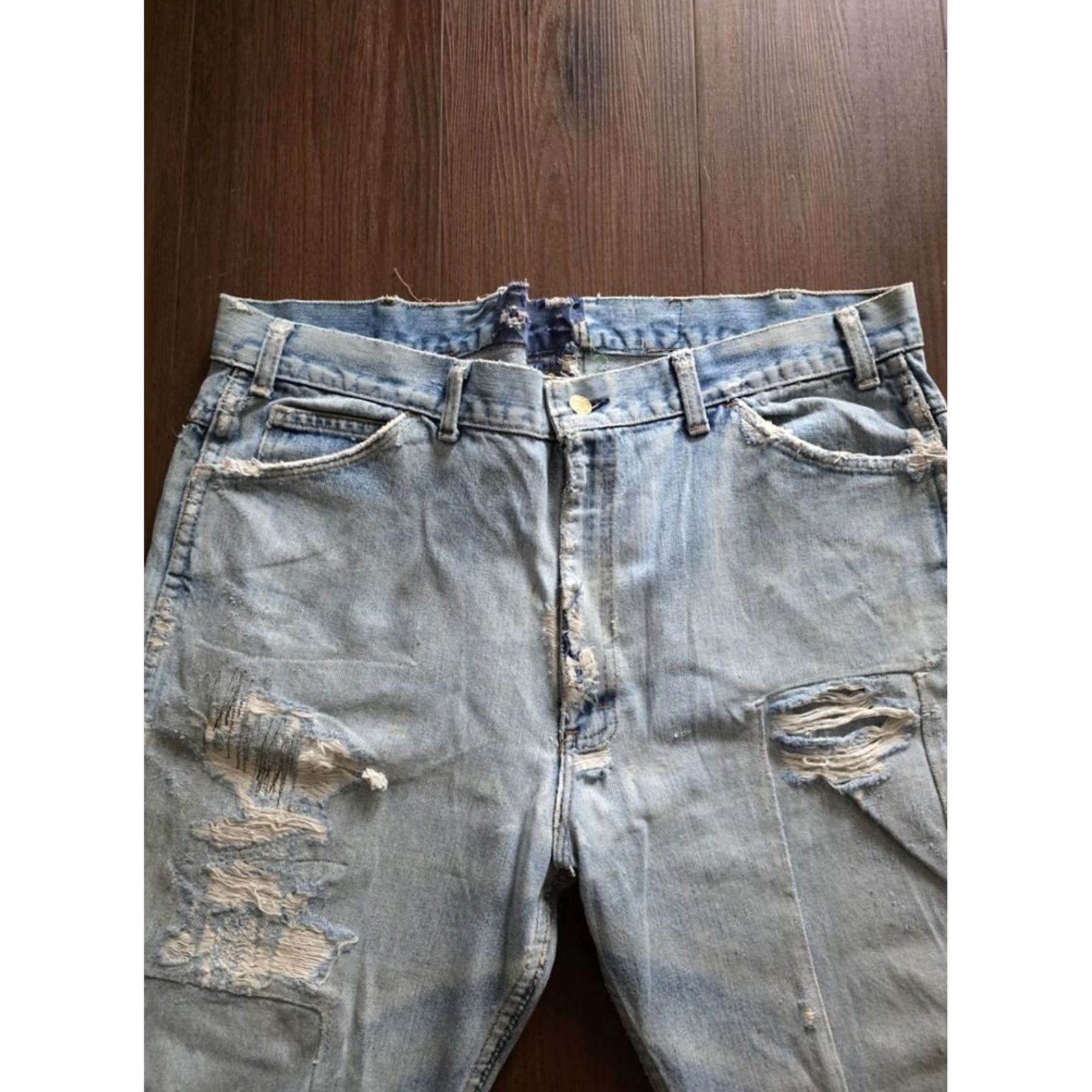 Vintage VINTAGE Saddle King Thrashed Jean Cut Off Shorts Mens XL Blue Cotton Cut offs 90s Decade Vintage MENS Size US 36 / EU 52 - 5 Thumbnail