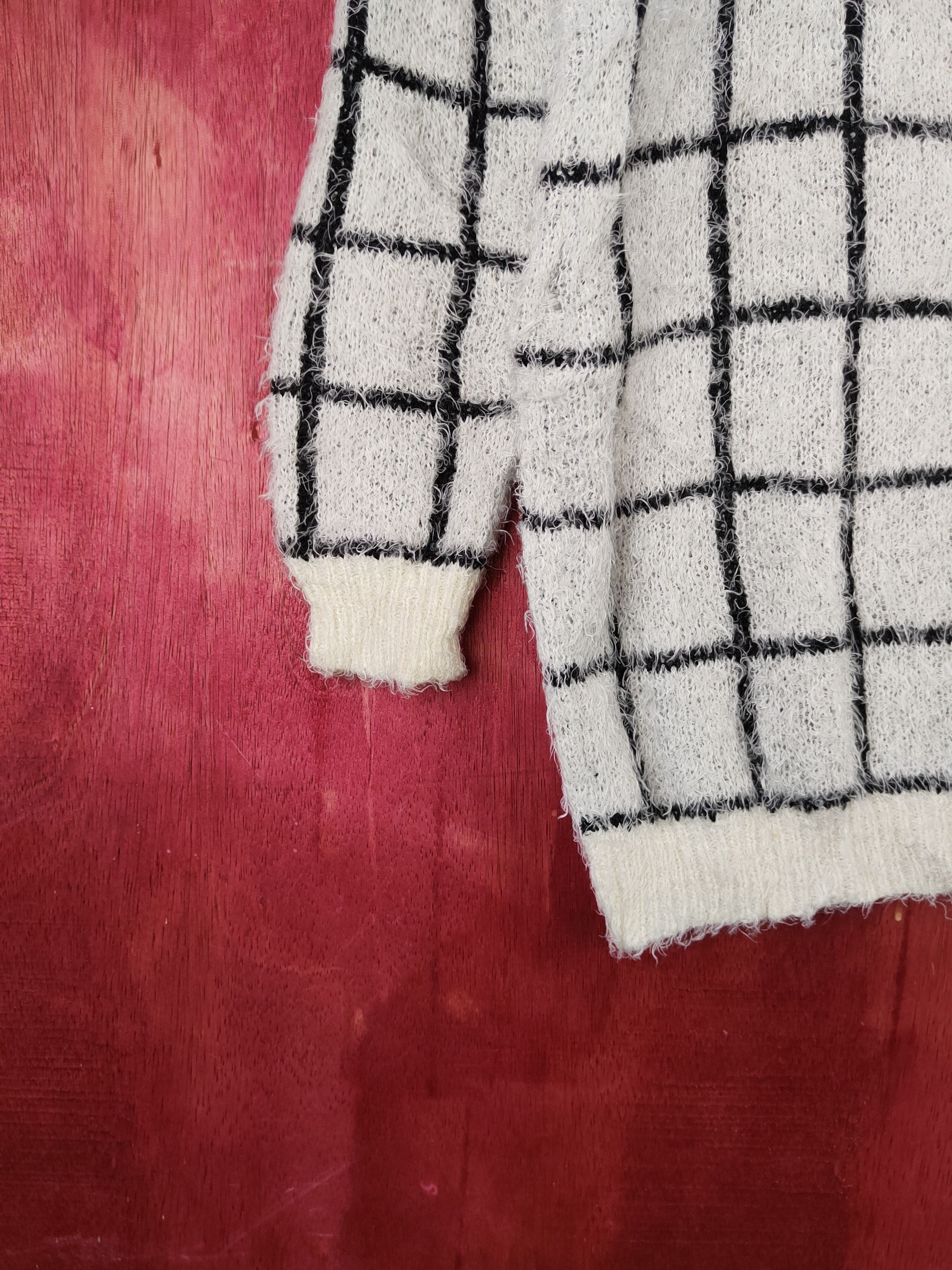 Homespun Knitwear × Japanese Brand × Vintage Japan Black Cream Shag Shaggy Fur Mohair Knitwear #S1907 Size M / US 6-8 / IT 42-44 - 4 Thumbnail