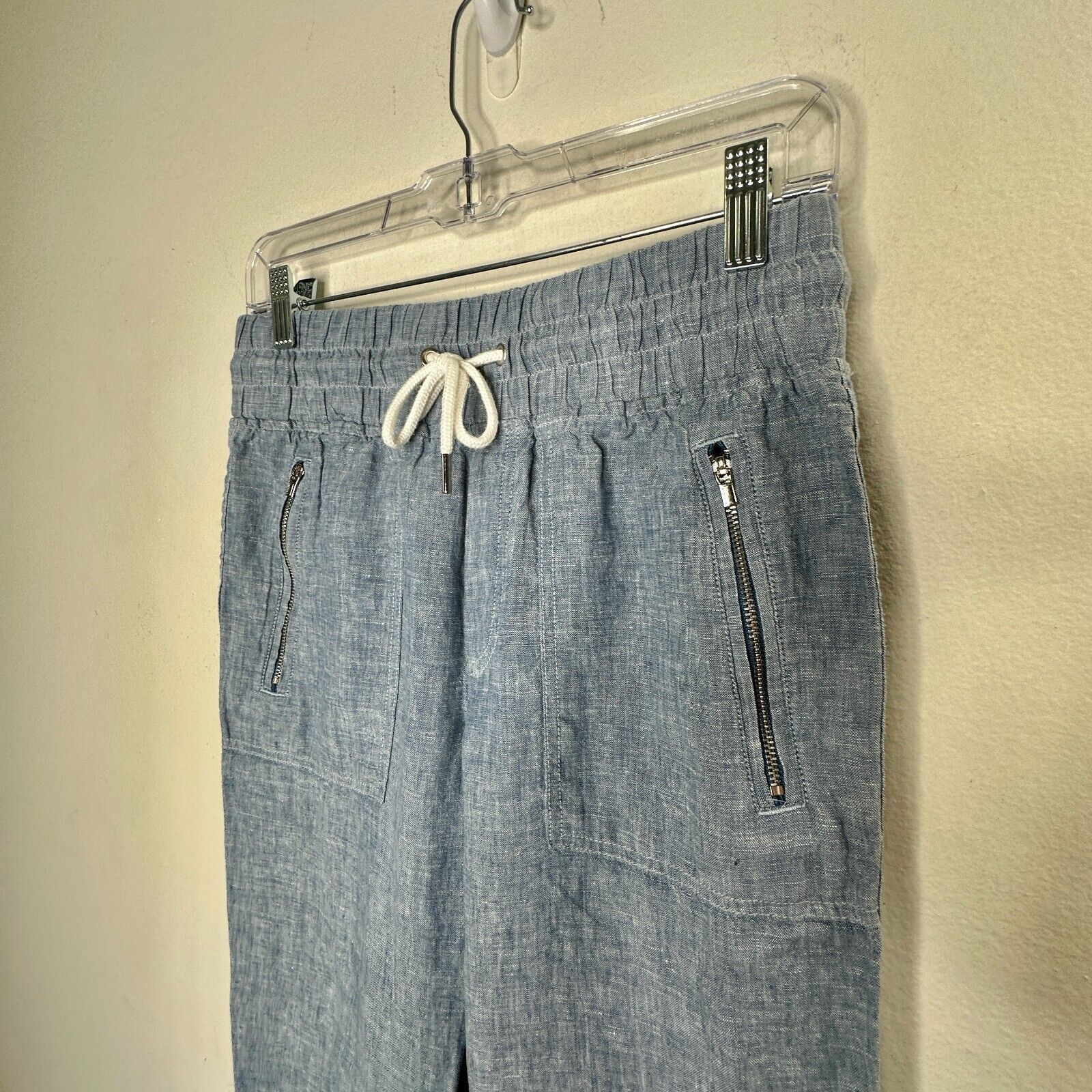 Athleta Athleta Chambray Cabo Linen Jogger Tie Waist Front Zip 4 Size 27" / US 4 / IT 40 - 5 Thumbnail