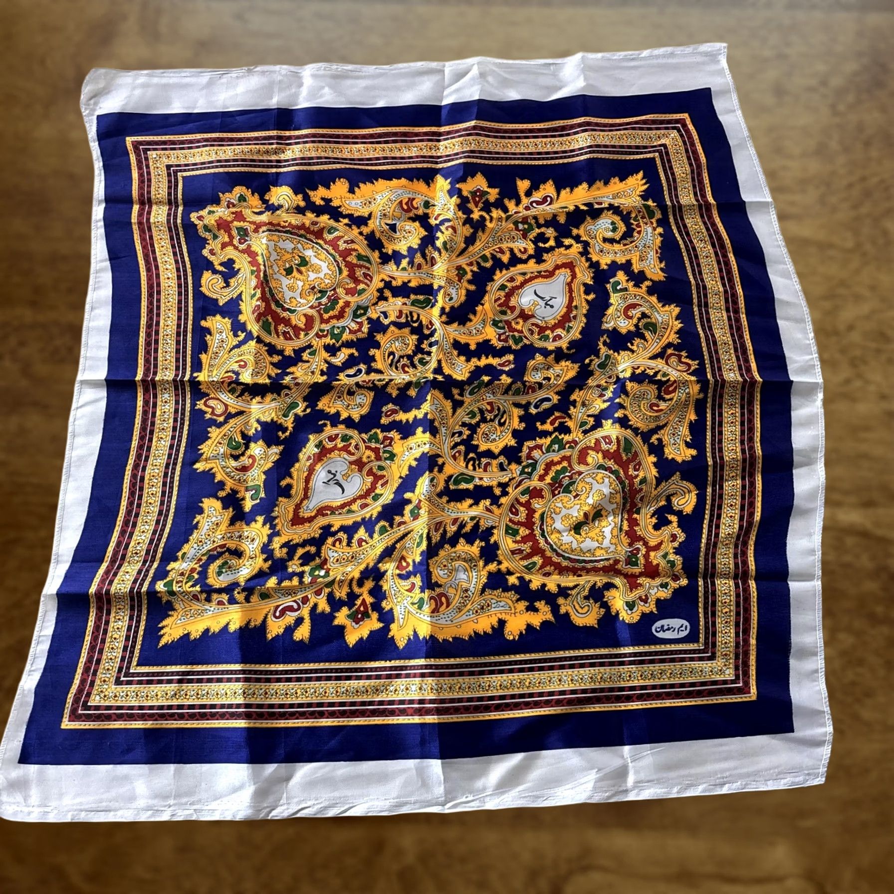 Vintage VINTAGE Square Scarf Womens One Size Blue Paisley Satin Silky Neck Head Wrap Bandana Size ONE SIZE - 1 Thumbnail