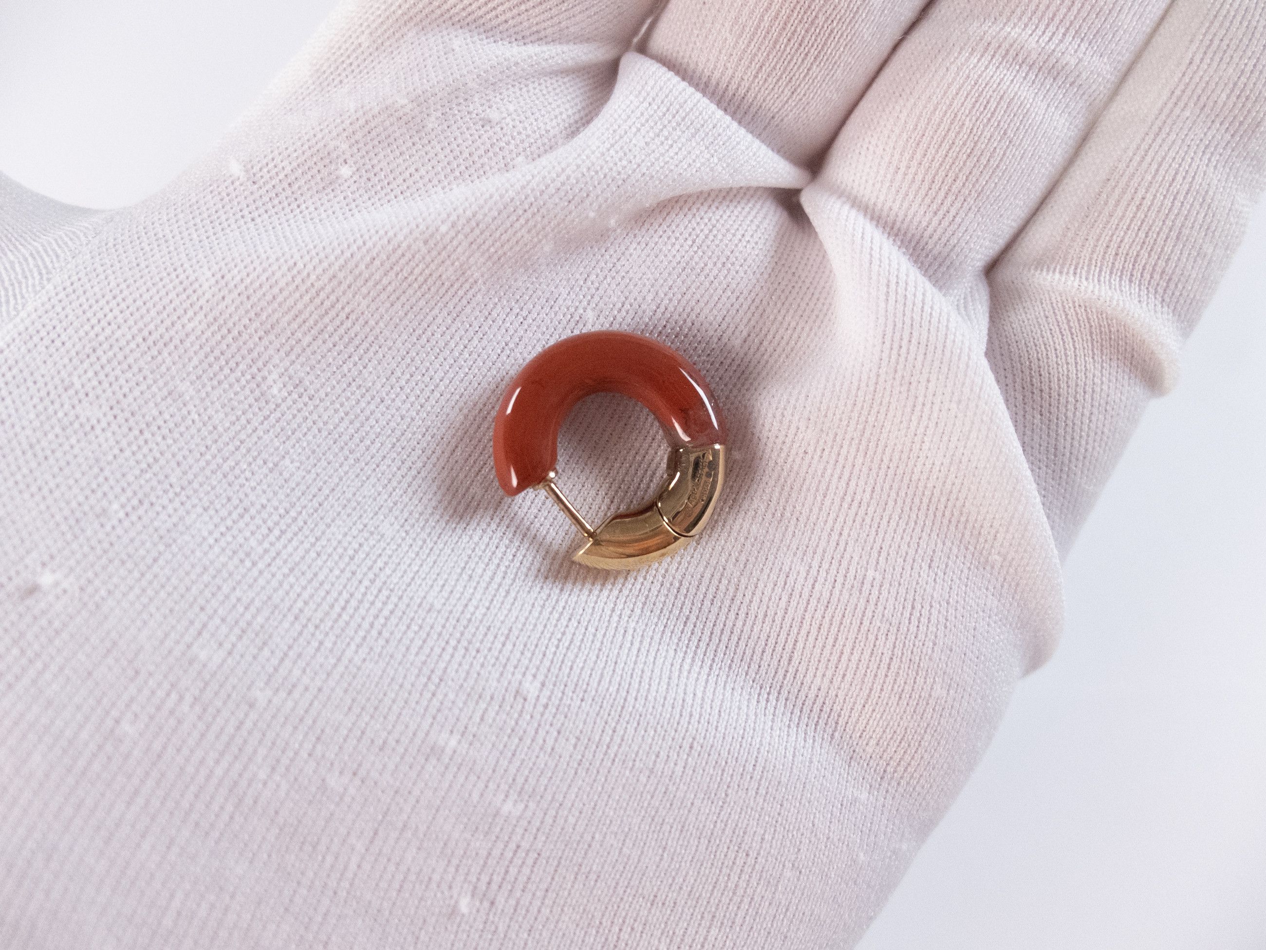 Bottega Veneta BOTTEGA VENETA red Jasper stone & silver hoop earrings q Size ONE SIZE - 8 Thumbnail