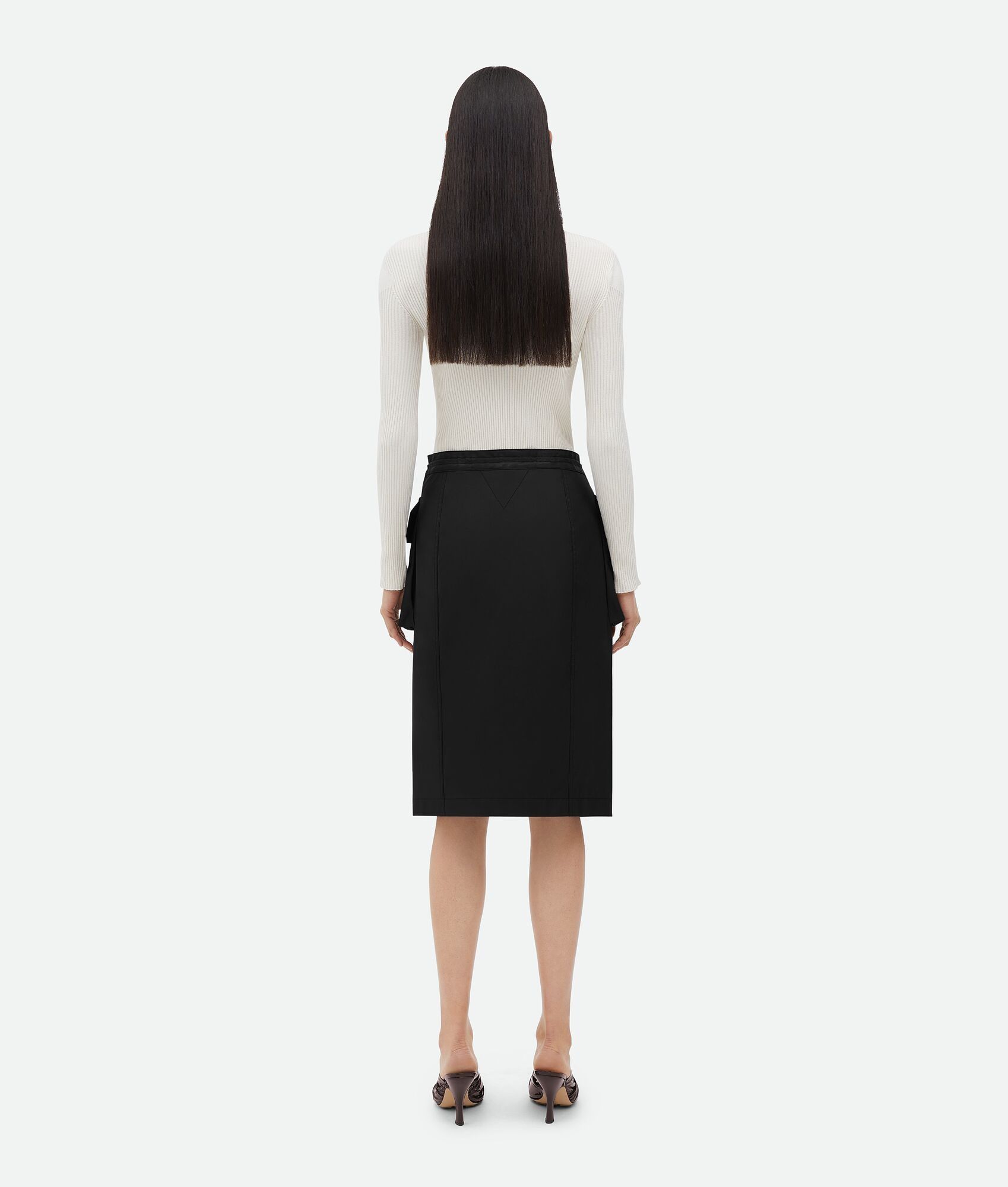 Bottega Veneta o1n1vont0325 Coated Waterproof Cotton Midi Skirt Black Size 26" / US 2 / IT 38 - 3 Thumbnail