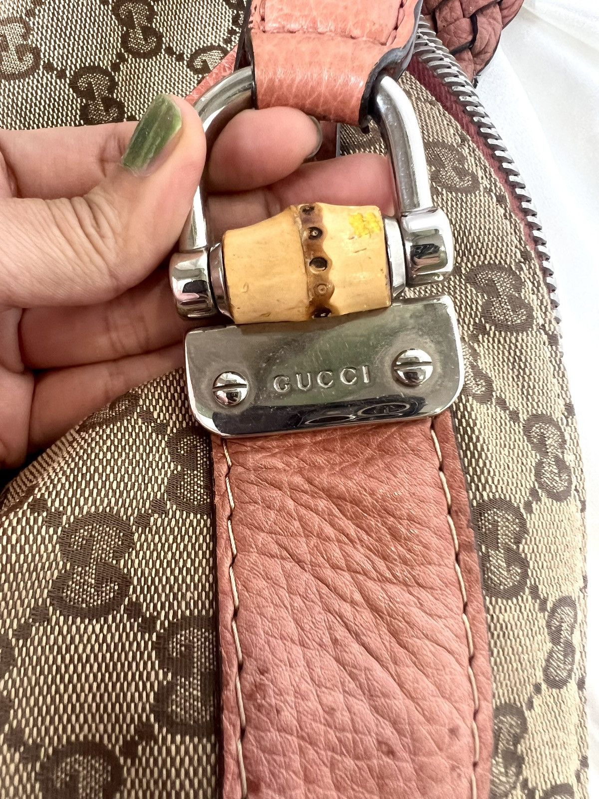 Gucci GUCCI GG Canvas & Leather Bamboo Bar Shoulder Bag Size ONE SIZE - 7 Thumbnail