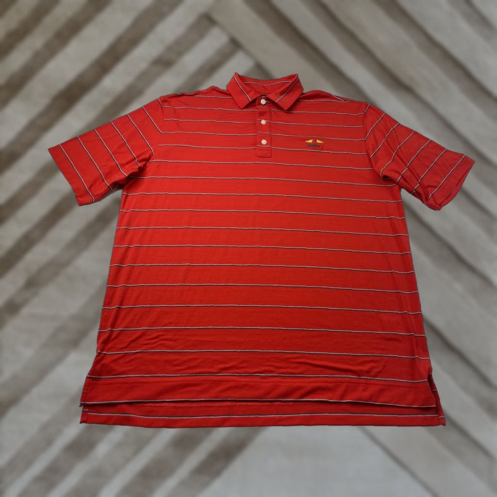 Footjoy FootJoy FJ BALTUSROL Polo Shirt Striped Red Mens XL Golf Polo Shirt, Red, FootJoy, Polo, Men, XL Size US XL / EU 56 / 4 - 1 Thumbnail