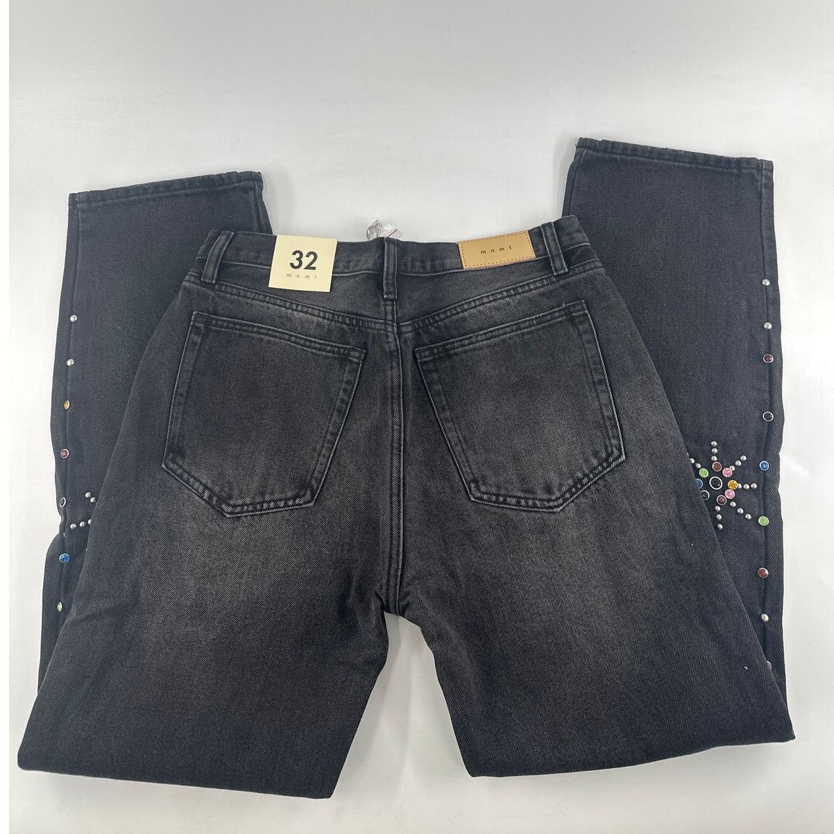 MNML MNML Men's Washed Black V376 Studded Baggy Denim Jeans 32 Size US 32 / EU 48 - 8 Thumbnail