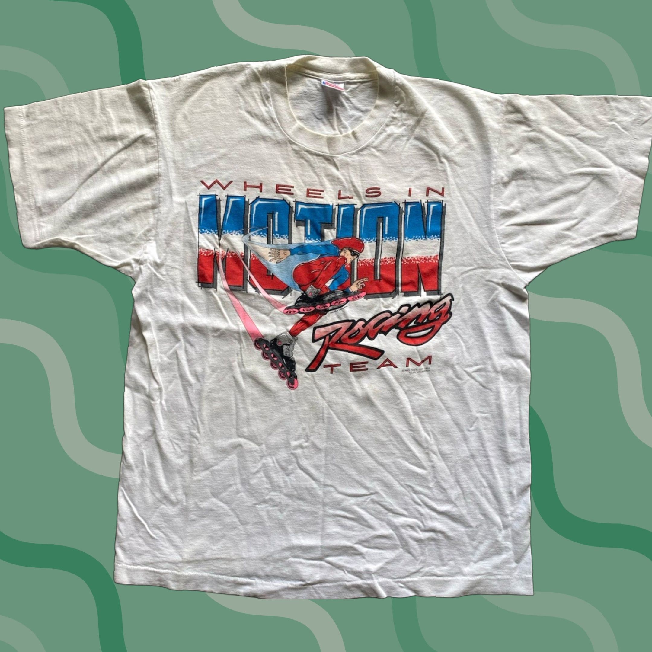 Fruit Of The Loom VINTAGE 1992 Wheels In Motion Racing Team Pepsi T-Shirt Men XL White Fruit of the Loom Shirt Short Sleeve 1990s Mens Size US XL / EU 56 / 4 - 1 Thumbnail