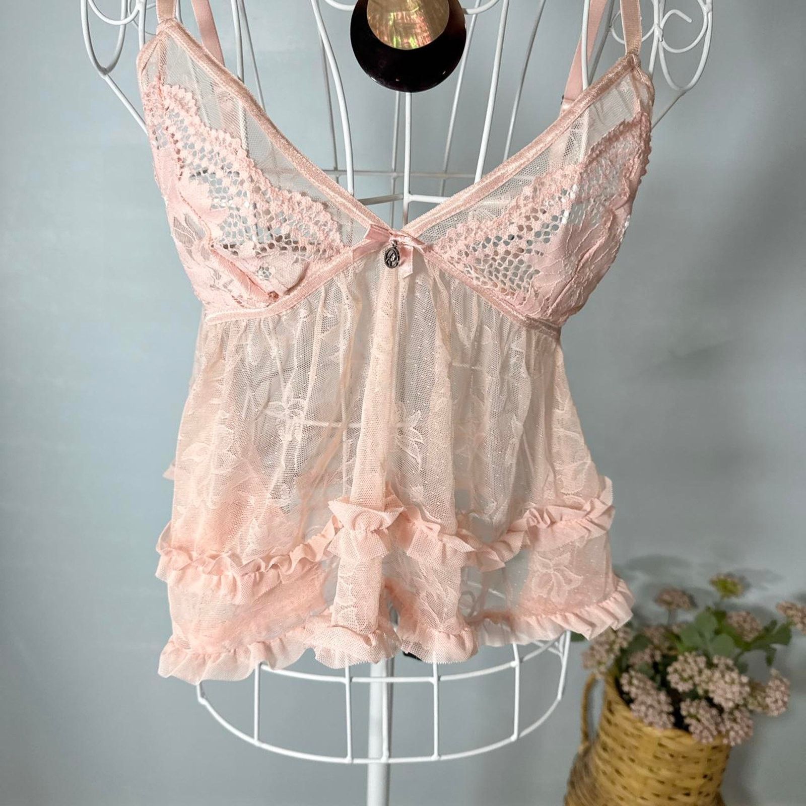 Other Gorgeous baby pink lace vintage y2k ruffle babydoll slip top Size S / US 4 / IT 40 - 3 Thumbnail