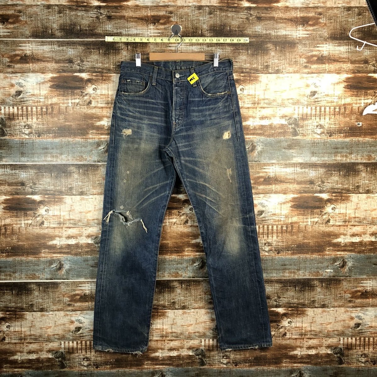 Levi's Levis 501 Blue Distressed ripped Denim jeans Pants #A2606 Size US 32 / EU 48 - 1 Thumbnail