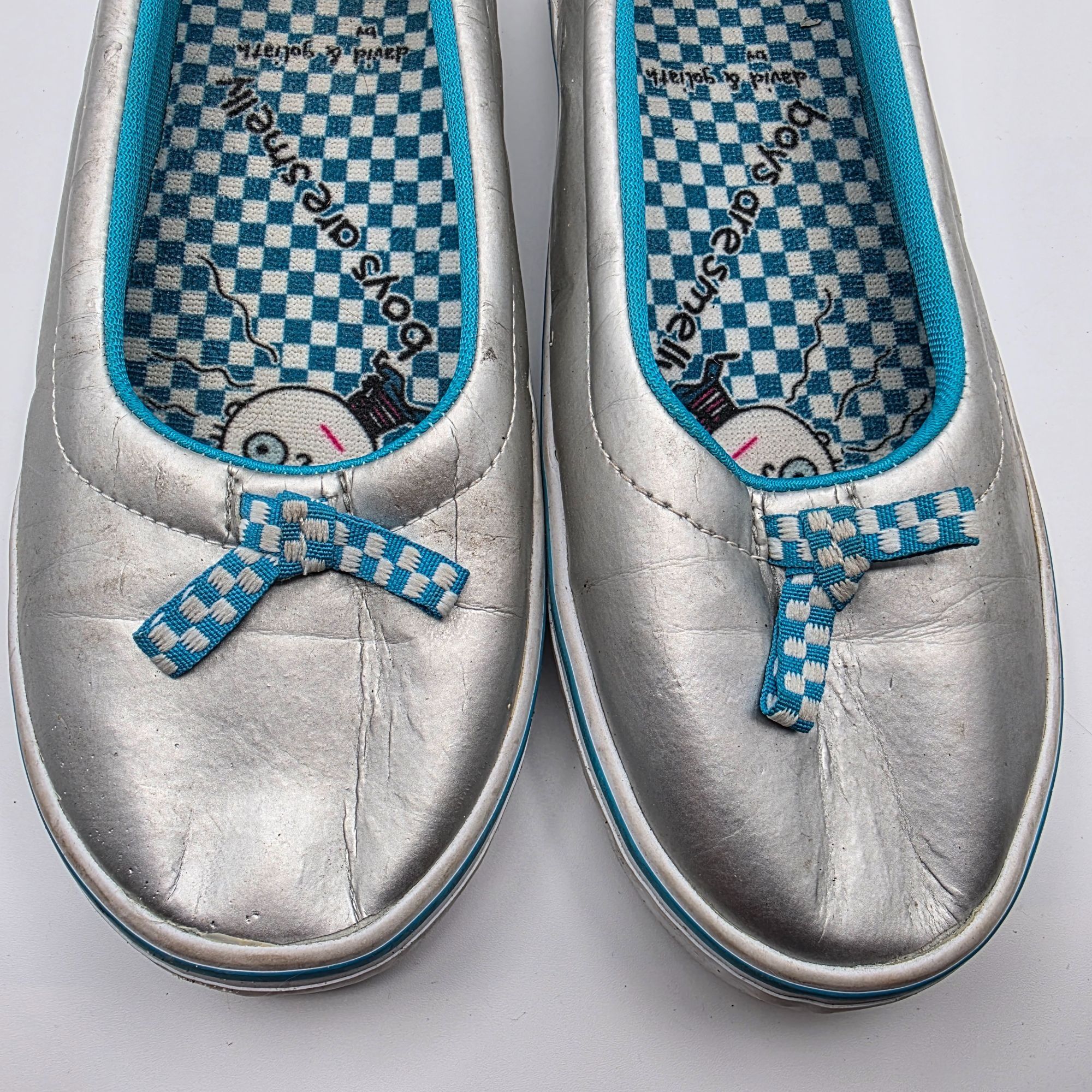 Vans Vans X David & Goliath Womens Size 10 Silver Flat Slip On Sh Size US 10 / IT 40 - 10 Thumbnail