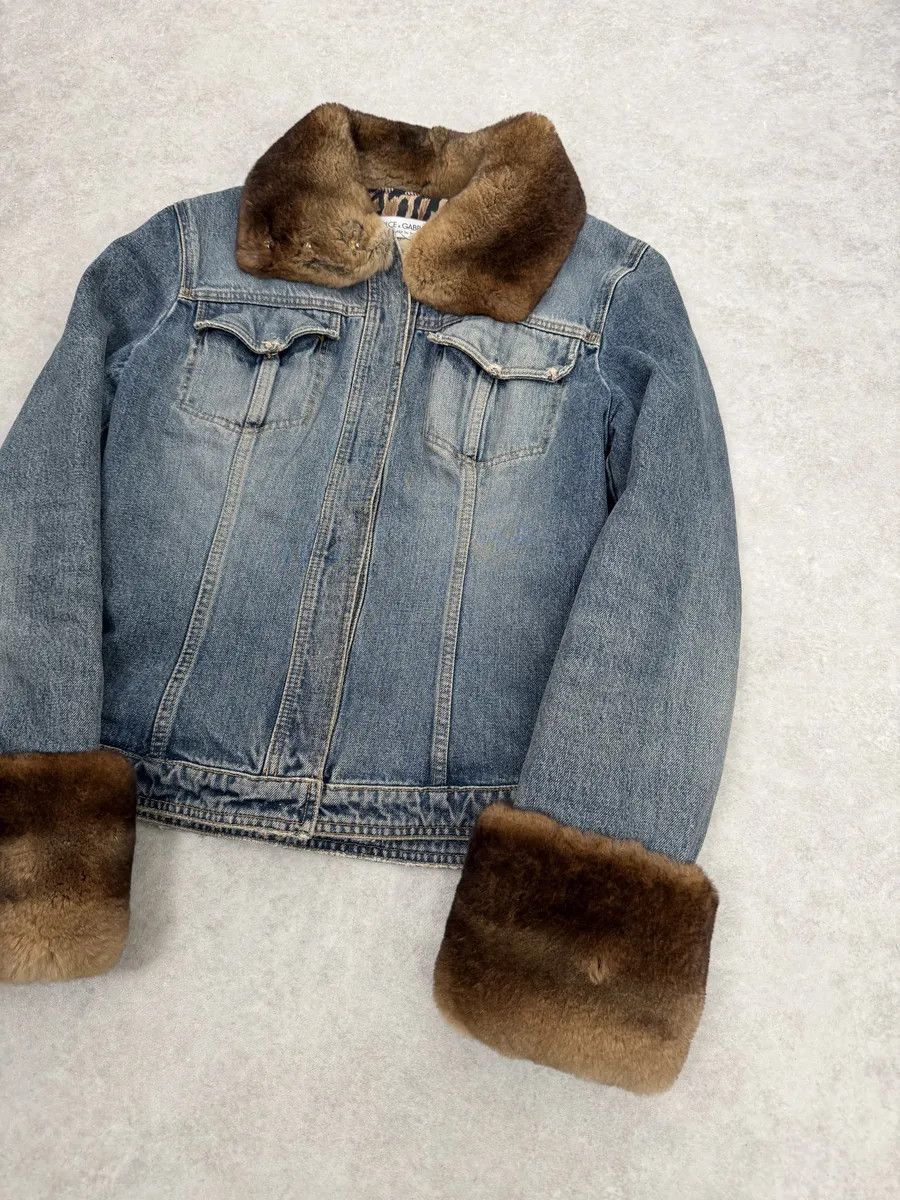 Dolce & Gabbana FW1998 Dolce & Gabbana Blue Denim & Fur Jacket Size M / US 6-8 / IT 42-44 - 6 Thumbnail