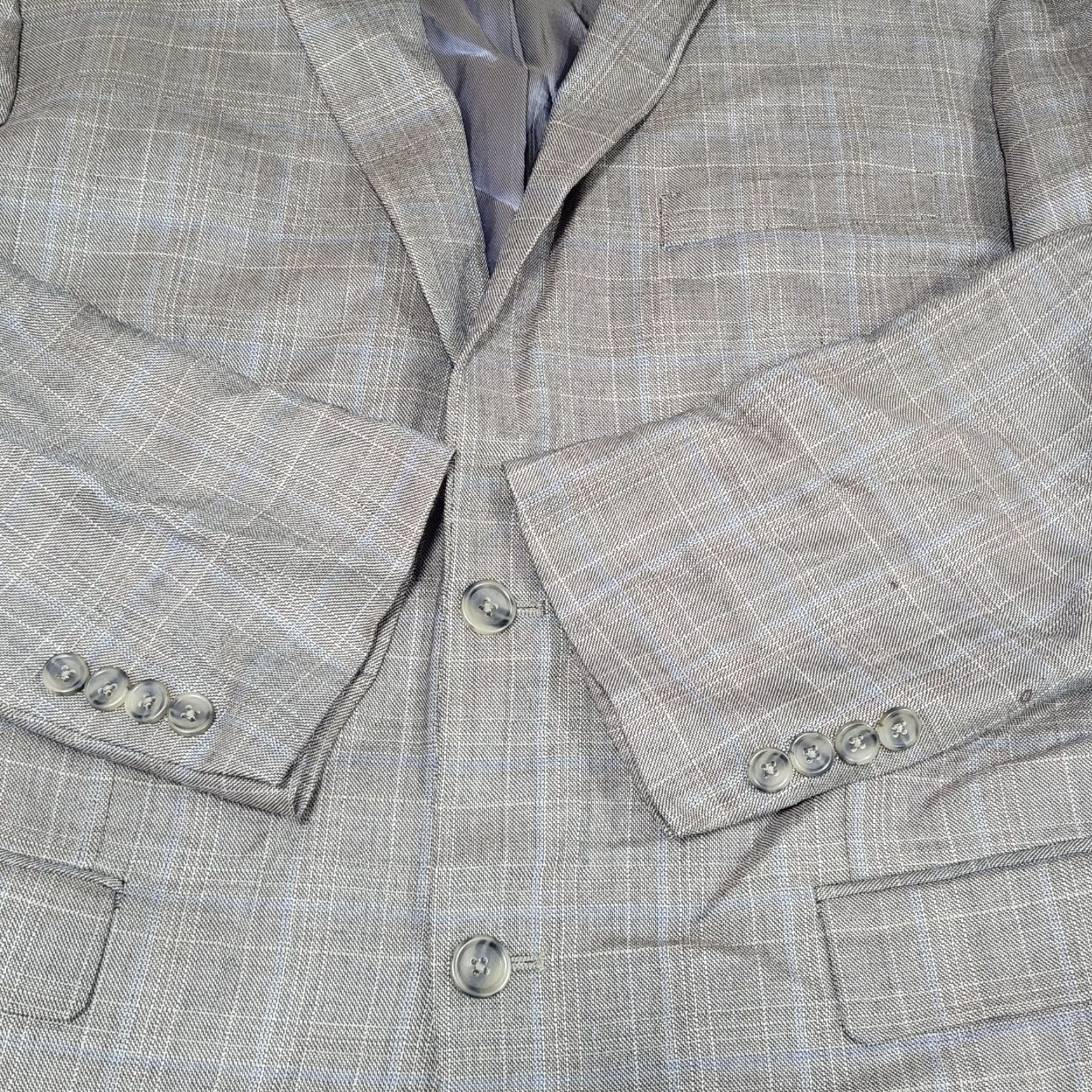 Pronto Uomo Pronto Uomo Sport Coat Jacket Brown Wool Blend Windowpane 2 Button Blazer 44L Mens Size 44R - 4 Thumbnail
