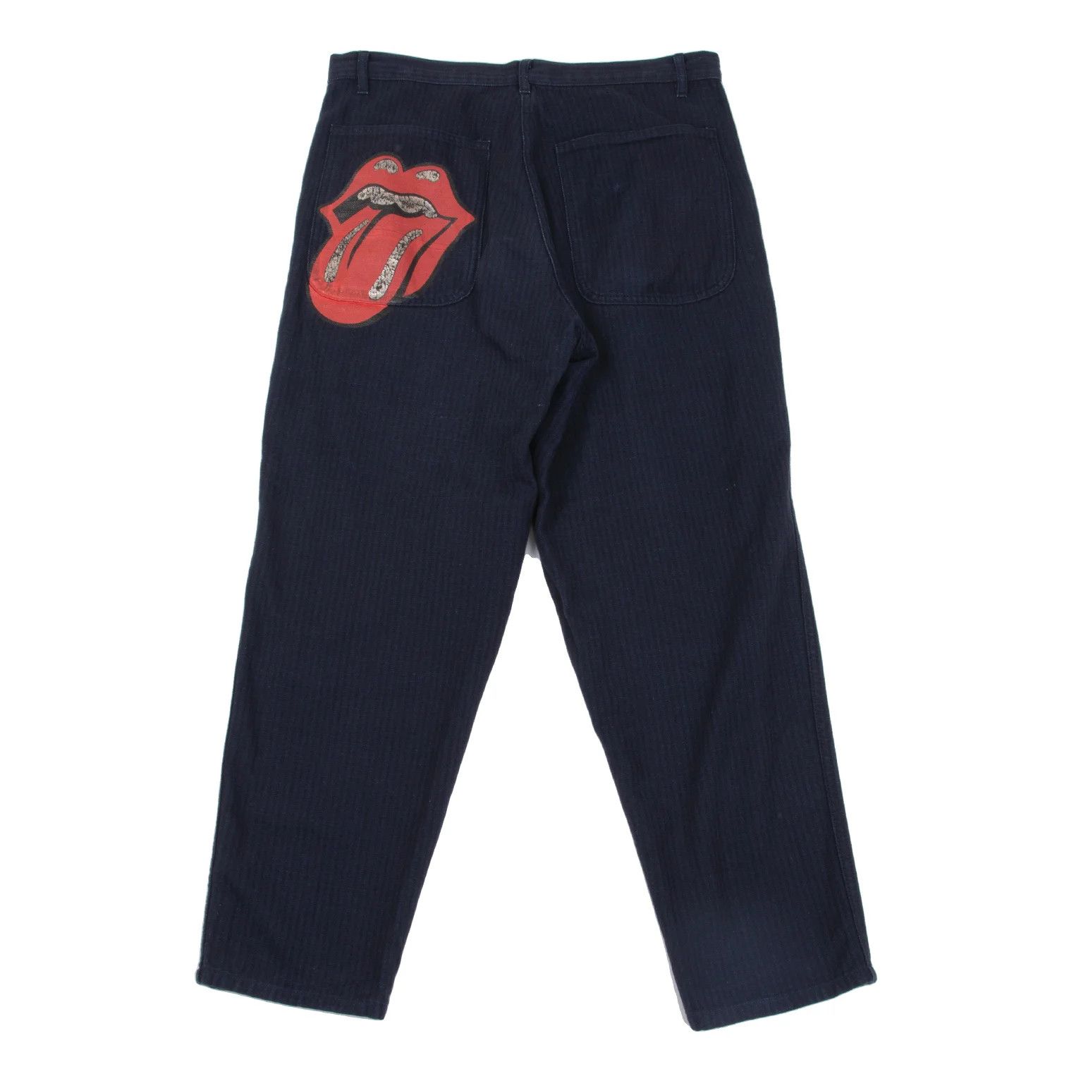 Comme des Garcons Homme Plus Rolling Stones Lip Print Stripe Pants in Black and Navy Size US 30 / EU 46 - 1 Thumbnail