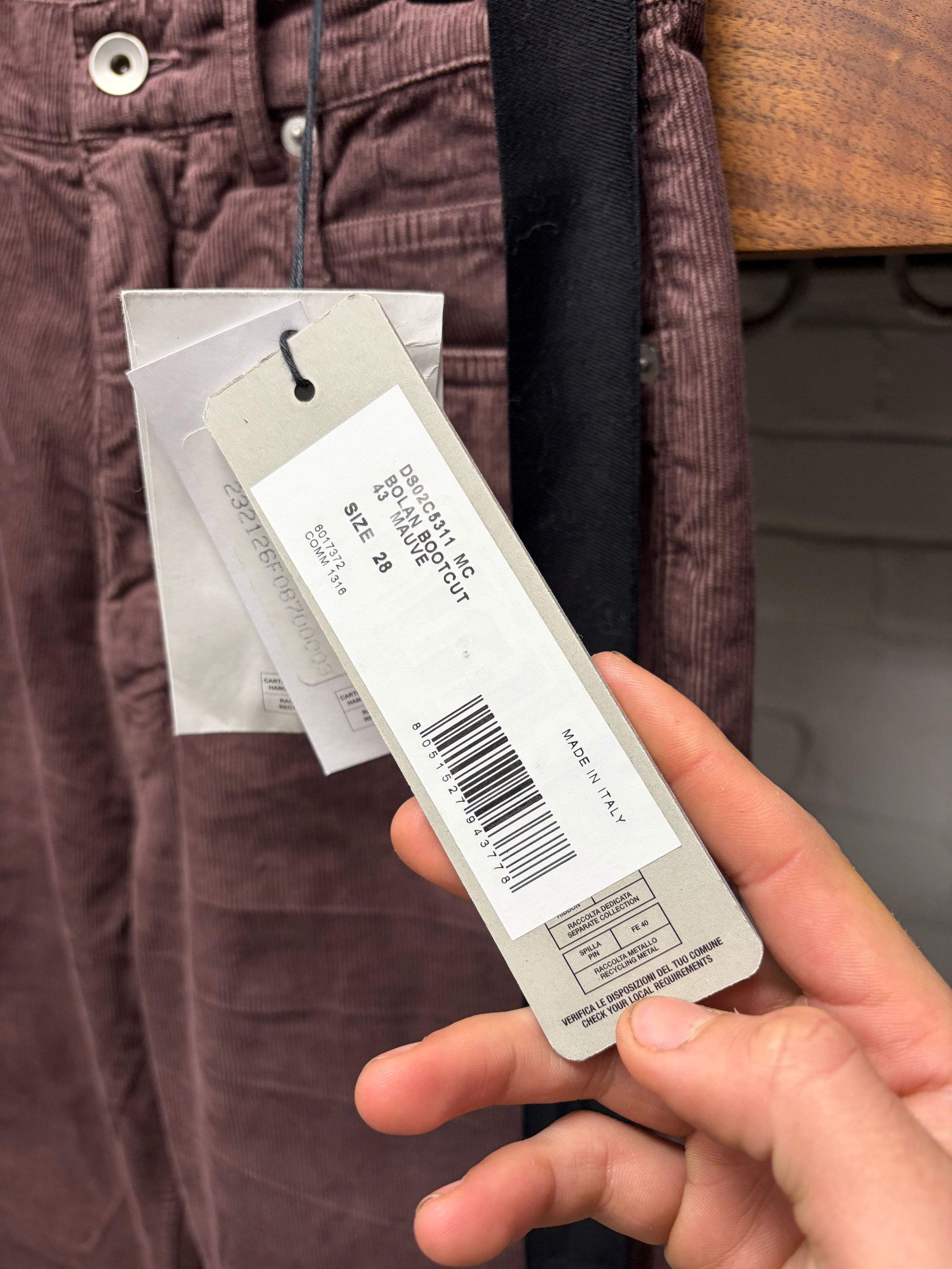 Rick Owens Rick Owens ‘Bolans’ Mauve Corduroy Flared Leg Pants Size US 28 / EU 44 - 2 Thumbnail