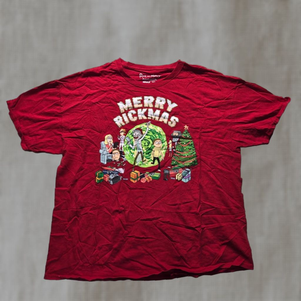 Swims Rick And Morty Shirt Adult XL Red Merry Rickmas Holiday Cartoon Mens Size US XL / EU 56 / 4 - 1 Thumbnail
