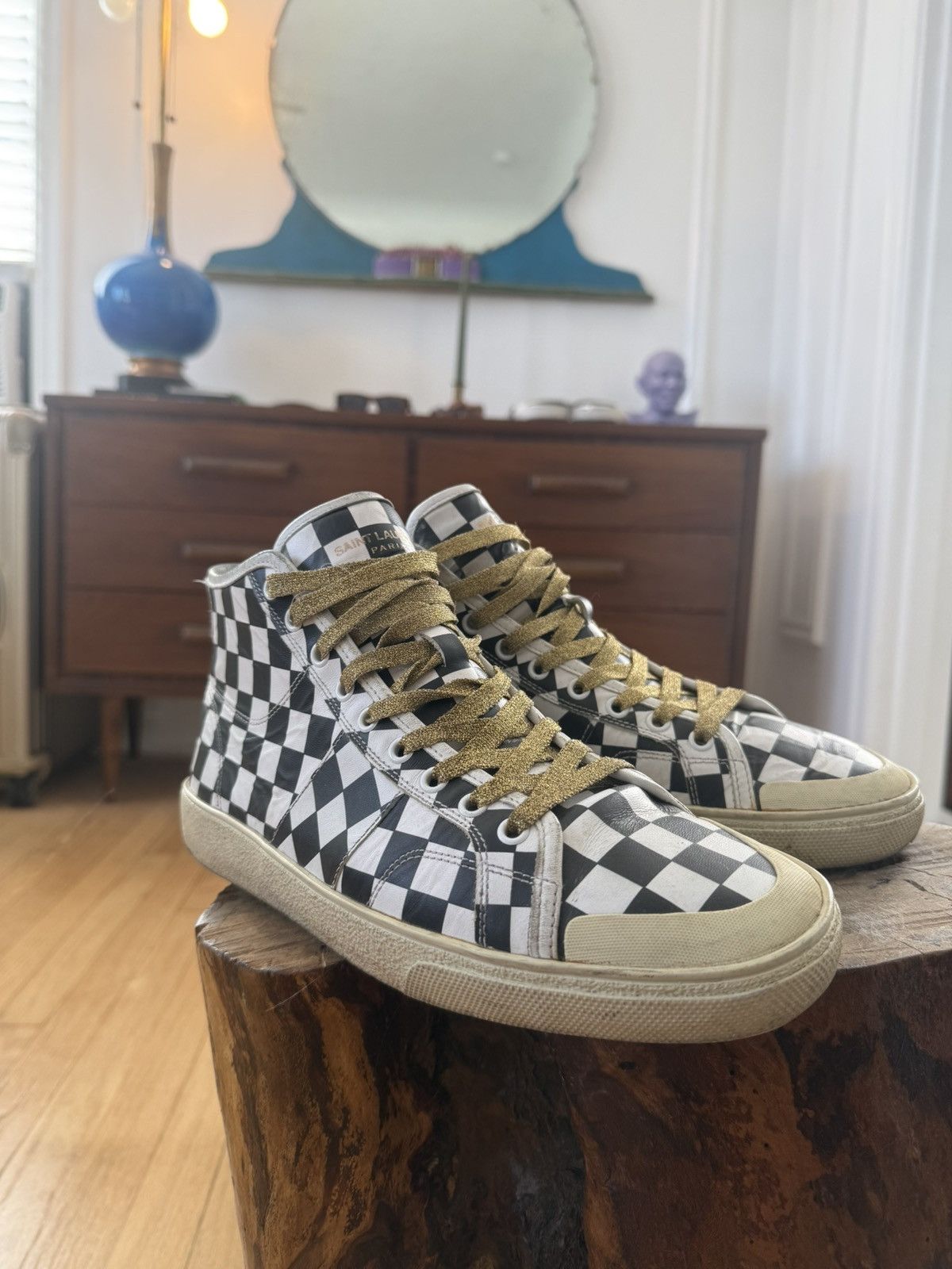 Saint Laurent Paris Saint Laurent SS16 Checkered High Tops Size US 9.5 / EU 42-43 - 3 Thumbnail