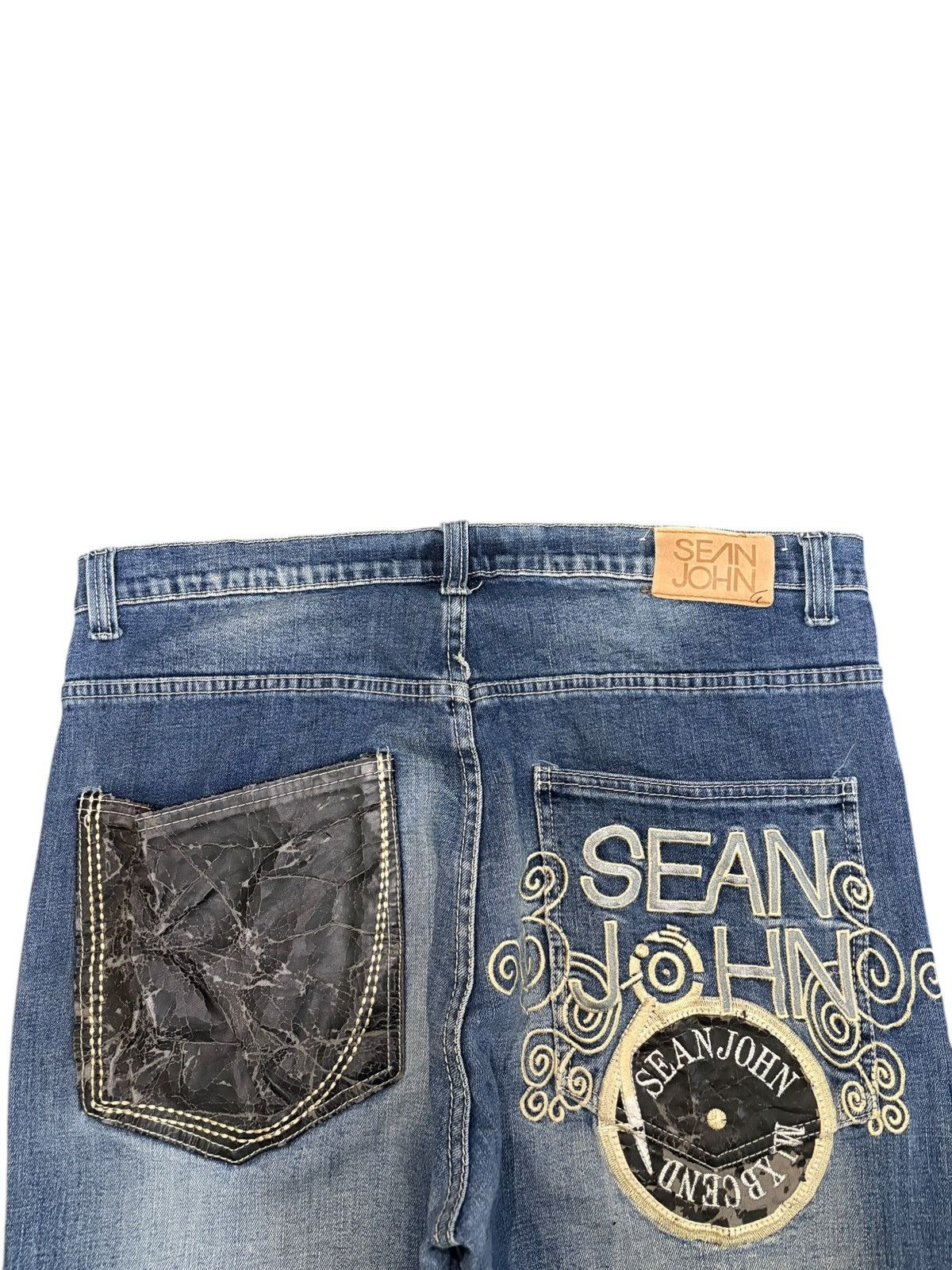 Sean John Vintage Sean John Embroidered Distress Baggy Jeans Size US 37 - 4 Thumbnail