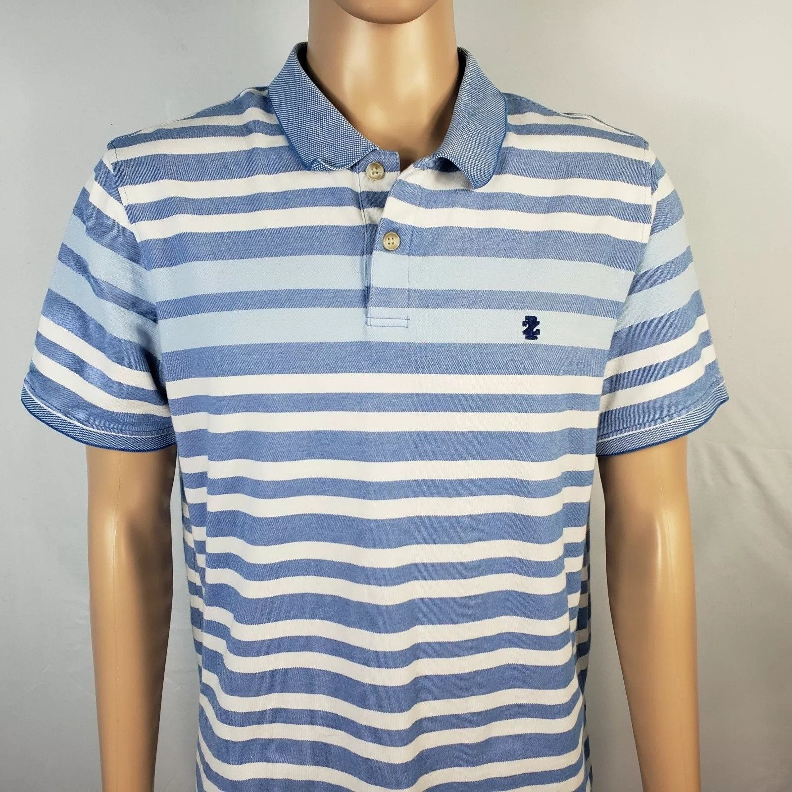 Izod Izod Advanced Performance Mens Blue White Striped Short Slee Size US XXL / EU 58 / 5 - 2 Thumbnail