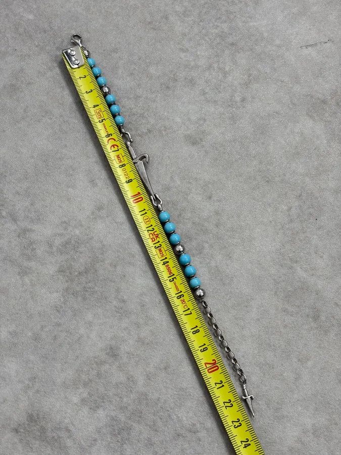 Vintage 2000s Cesare Paciotti Dagger Light Blue Pearls Silver Bracelet Size ONE SIZE - 8 Thumbnail