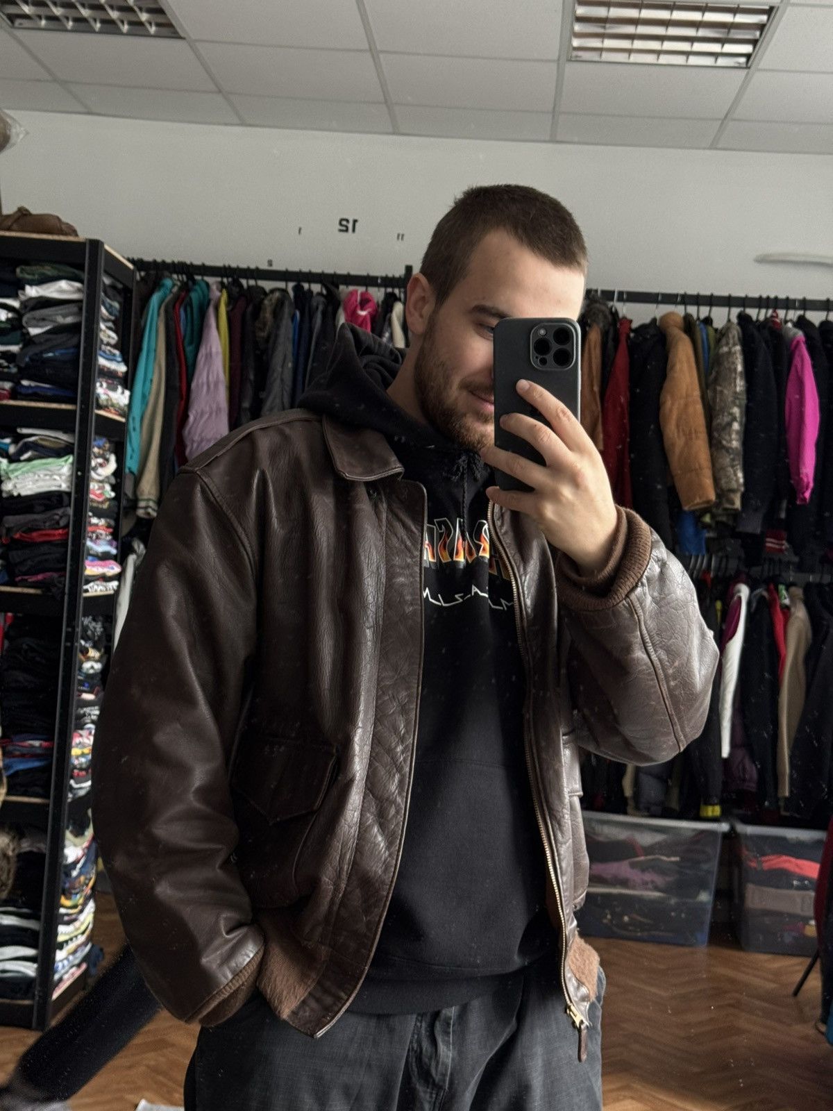 Cockpit USA Cockpit vintage leather jacket brown zip bomber Size US M / EU 48-50 / 2 - 3 Thumbnail