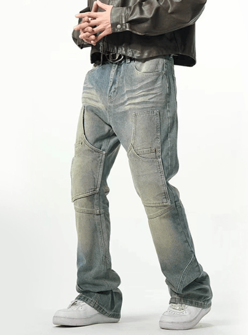 Japanese Brand × Jean Loose straight casual stitching handsome distressed jeans Size US 32 / EU 48 - 1 Thumbnail