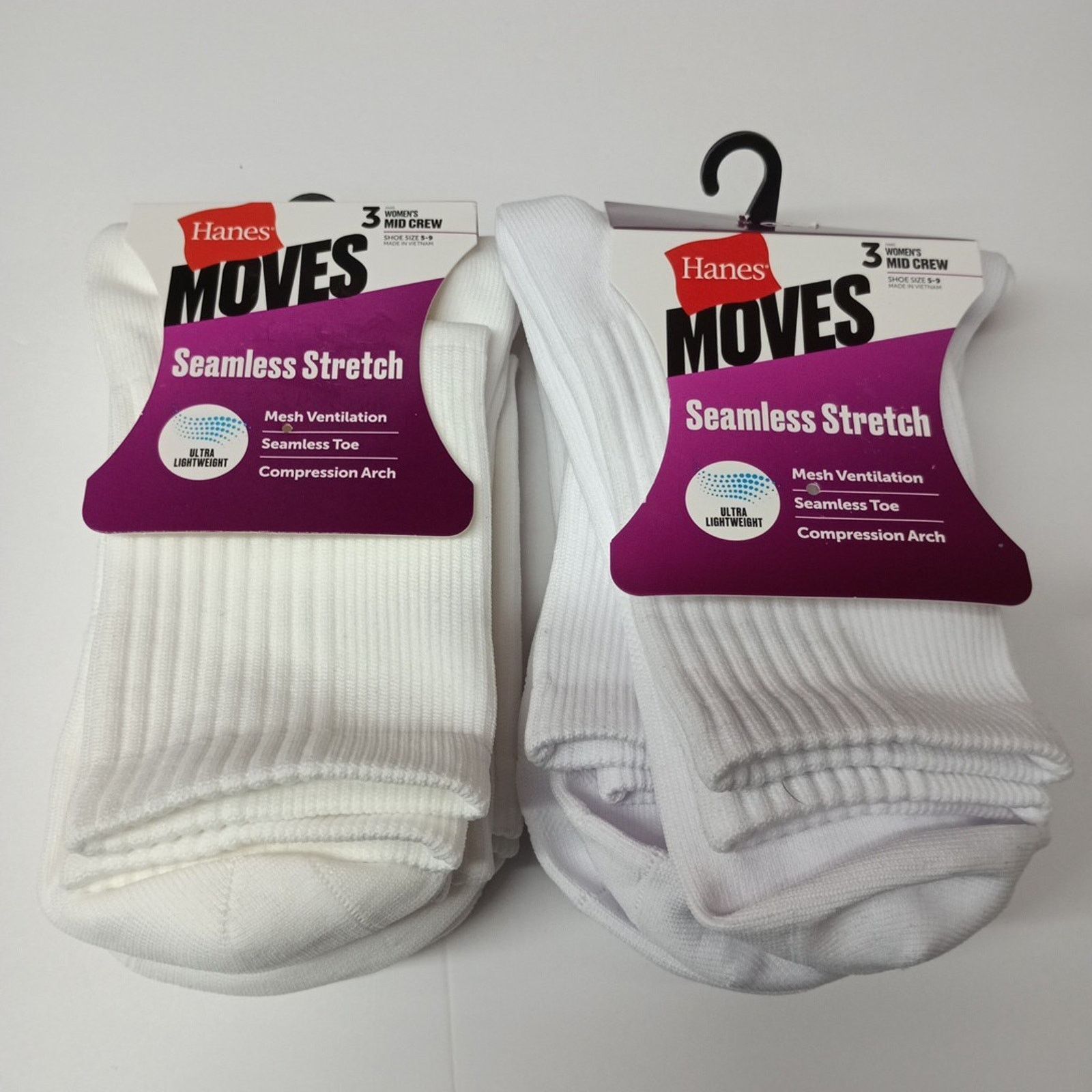 Hanes Hanes Moves Mid Crew Socks 6 Pairs Women's Size 5-9 White Size ONE SIZE - 1 Thumbnail