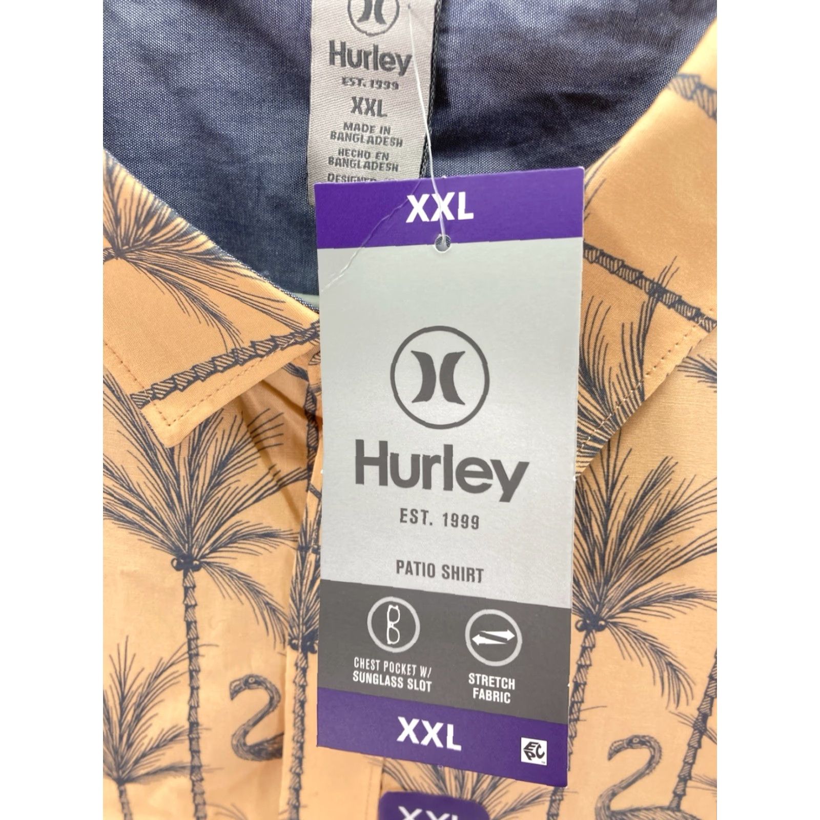 Hurley Hurley Patio Cabana Shirt Men 2XL Orange Flamingos Short Sleeve Button NWT Size US XXL / EU 58 / 5 - 4 Thumbnail
