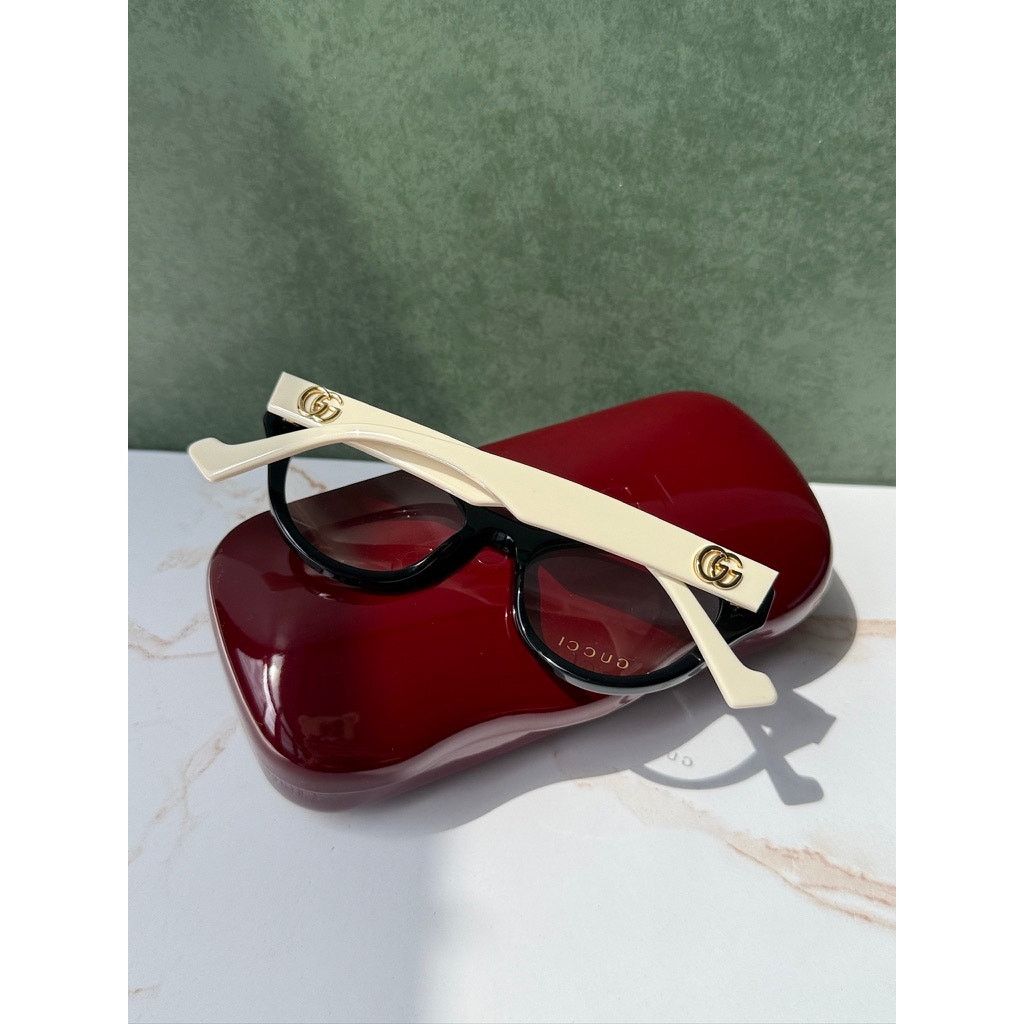 Gucci NEW Gucci GG0959O Cat Eye Black Ivory Eyeglass Frames Size ONE SIZE - 3 Thumbnail