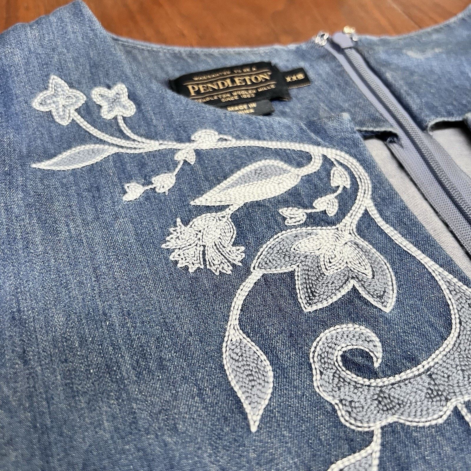 Pendleton $169 Pendleton Shirt Dress XXS Tala Embroidered Denim Size XXS / US 00 / IT 34 - 3 Thumbnail