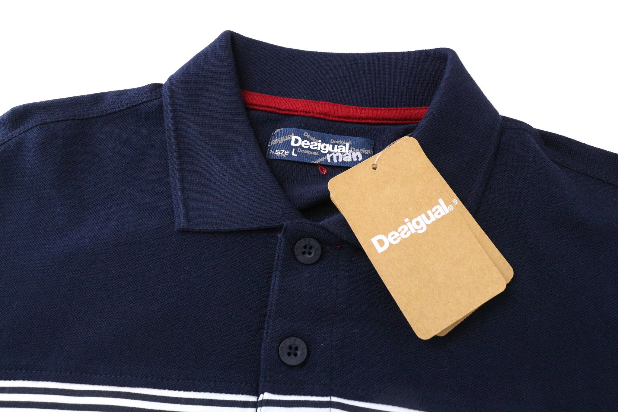 Desigual TEPIT L Navy Cotton Patterned Polo Shirt 74473 Size US L / EU 52-54 / 3 - 3 Thumbnail