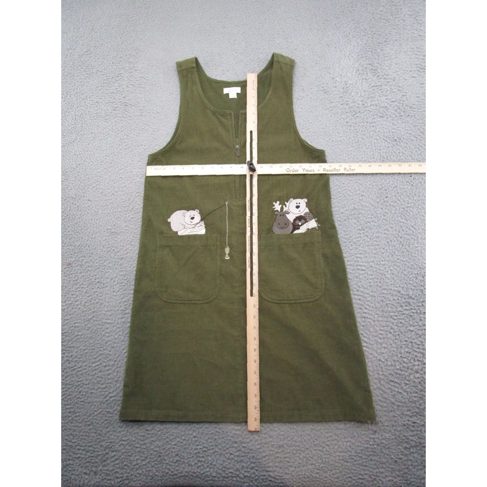 Vintage VINTAGE Christopher & Banks Dress Animals Fishing Green Corduroy Sleeveless S Size S / US 4 / IT 40 - 5 Thumbnail