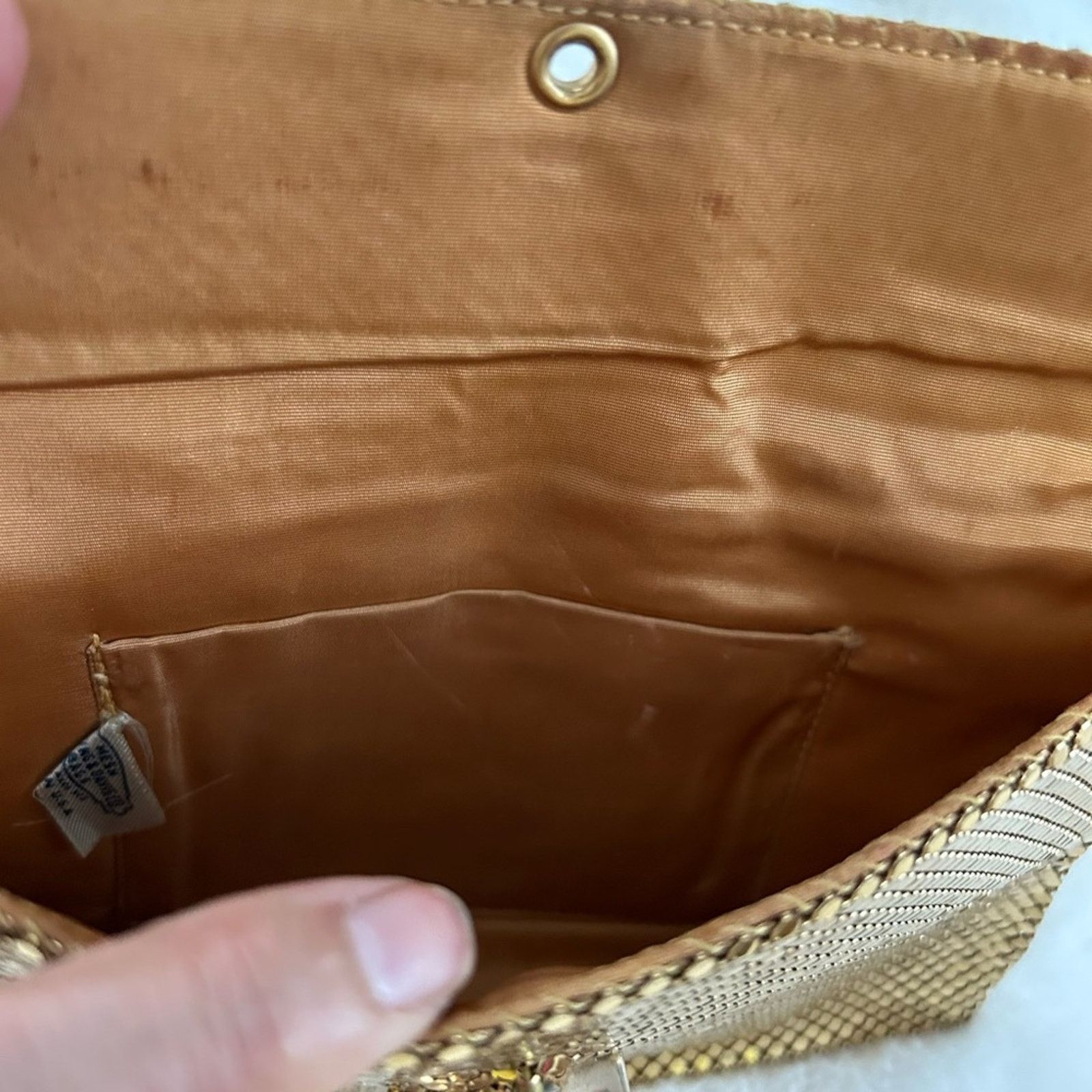 Vintage Gold mesh clutch with Diamonte crystal clasp women’s purse Size ONE SIZE - 7 Thumbnail