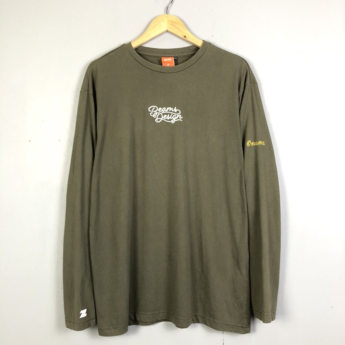 image of Beams Plus Beams Design Long Sleeve Tshirt in Army Green, Men's (Size 2XL)