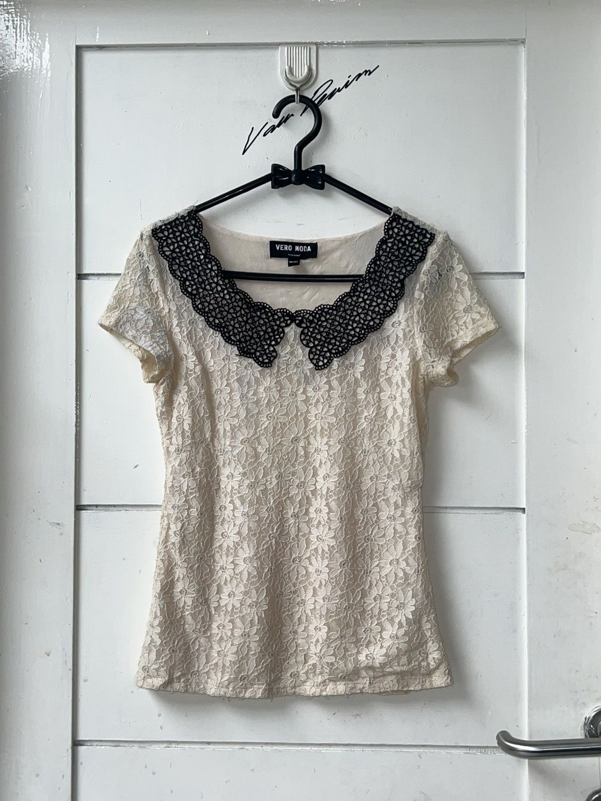 Other VERO MODA Cream Brokat T-shirt Size XS / US 0-2 / IT 36-38 - 9 Thumbnail