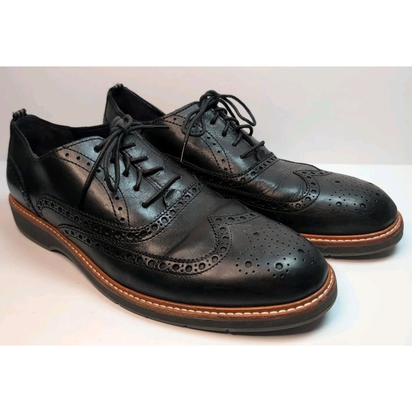 Cole Haan Morris Wingtip Oxfords / Black Leather Men Size 10.5 Shoes