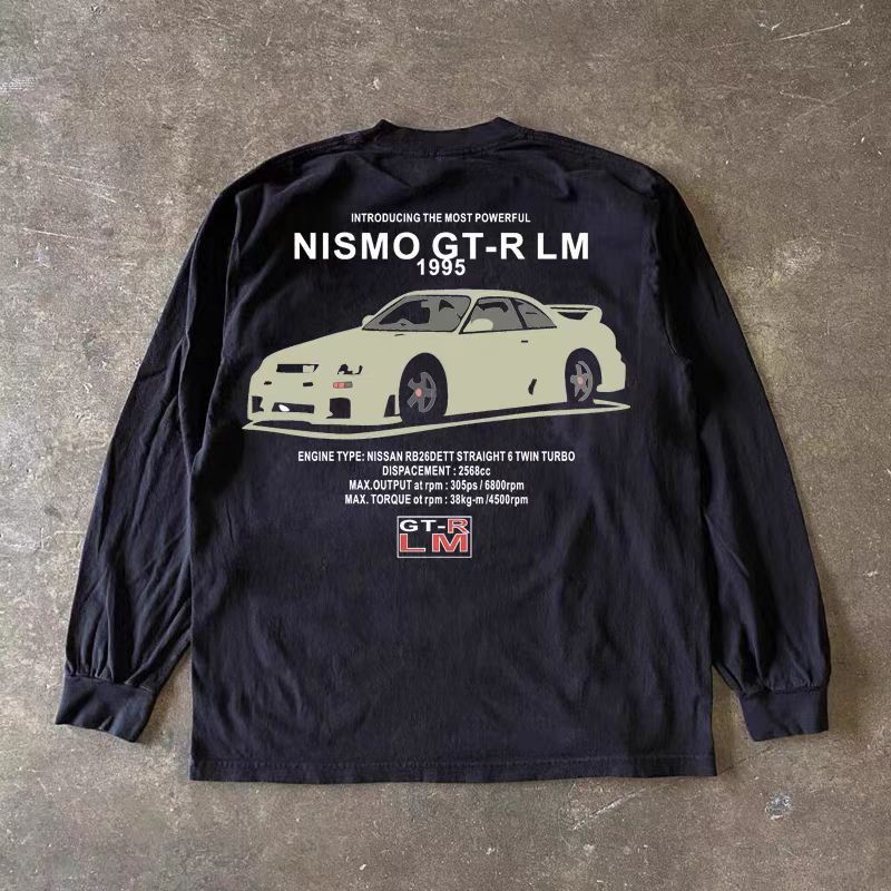 Japanese Brand × Vintage Black washed retro classic car pattern long sleeve t-shirt Size US L / EU 52-54 / 3 - 1 Thumbnail